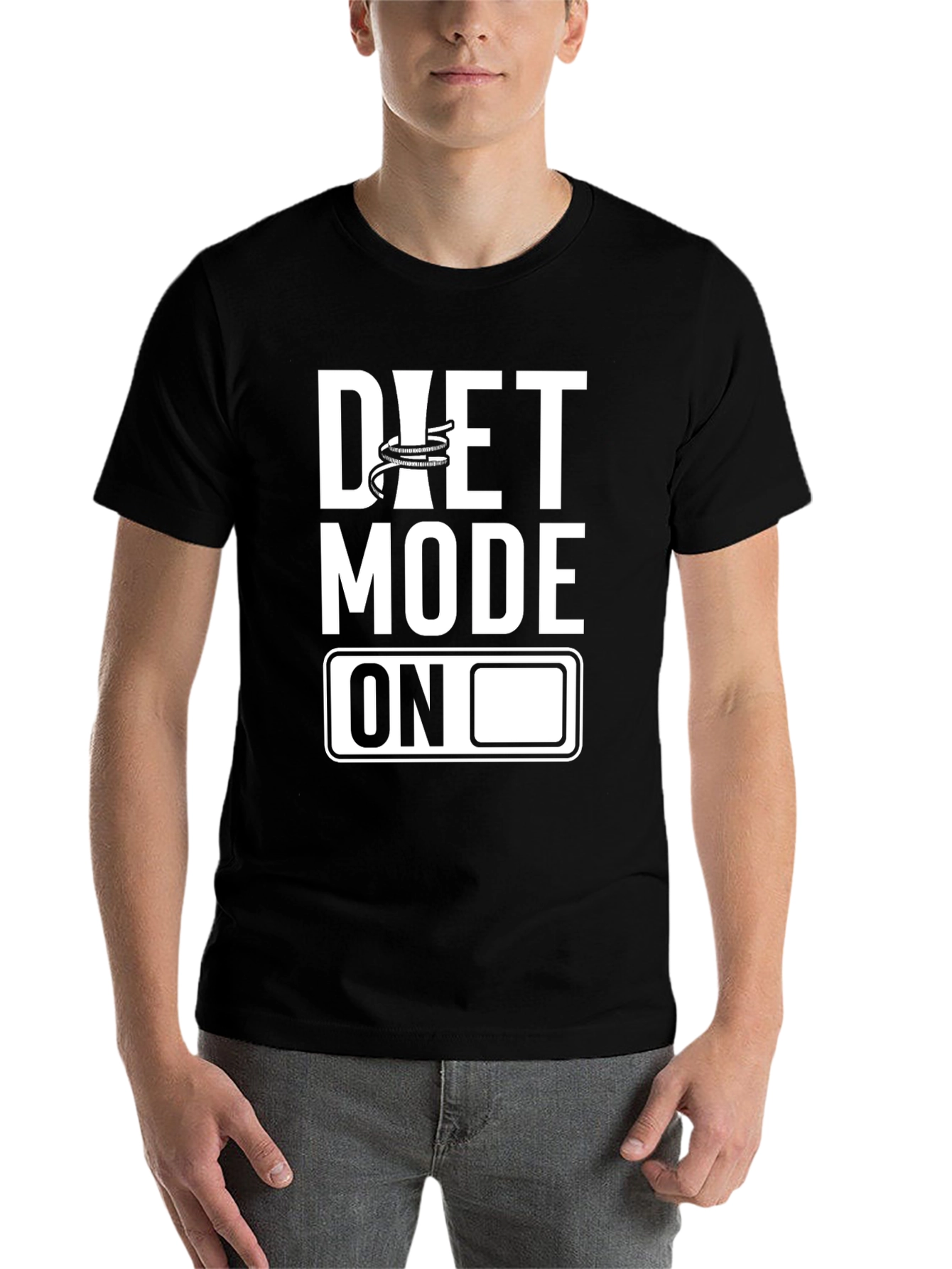 Black Diet Mode On Graphic Tee - Black Cotton T-Shirt view 7