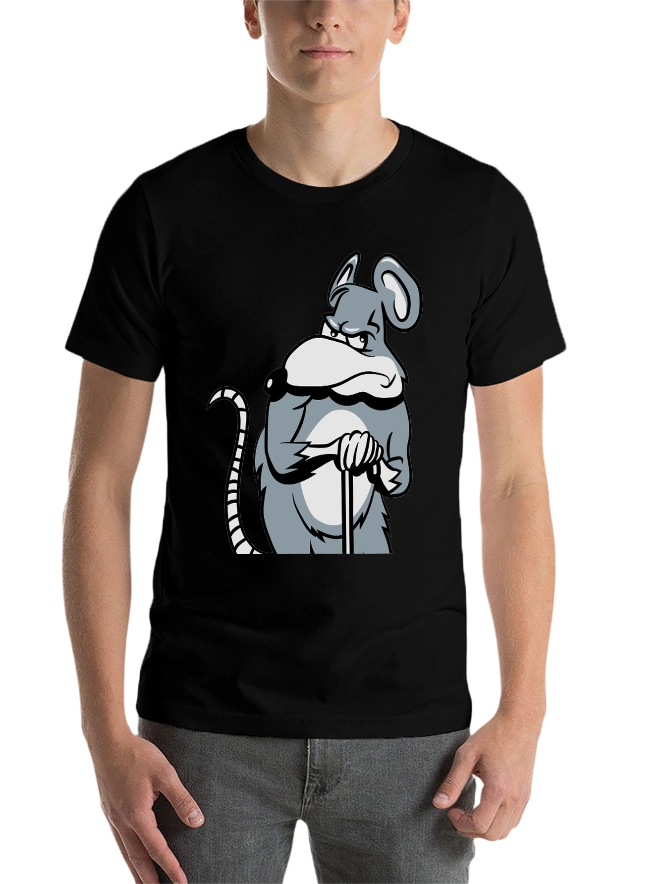 Black Grumpy Mouse Graphic T-Shirt - Black view 7