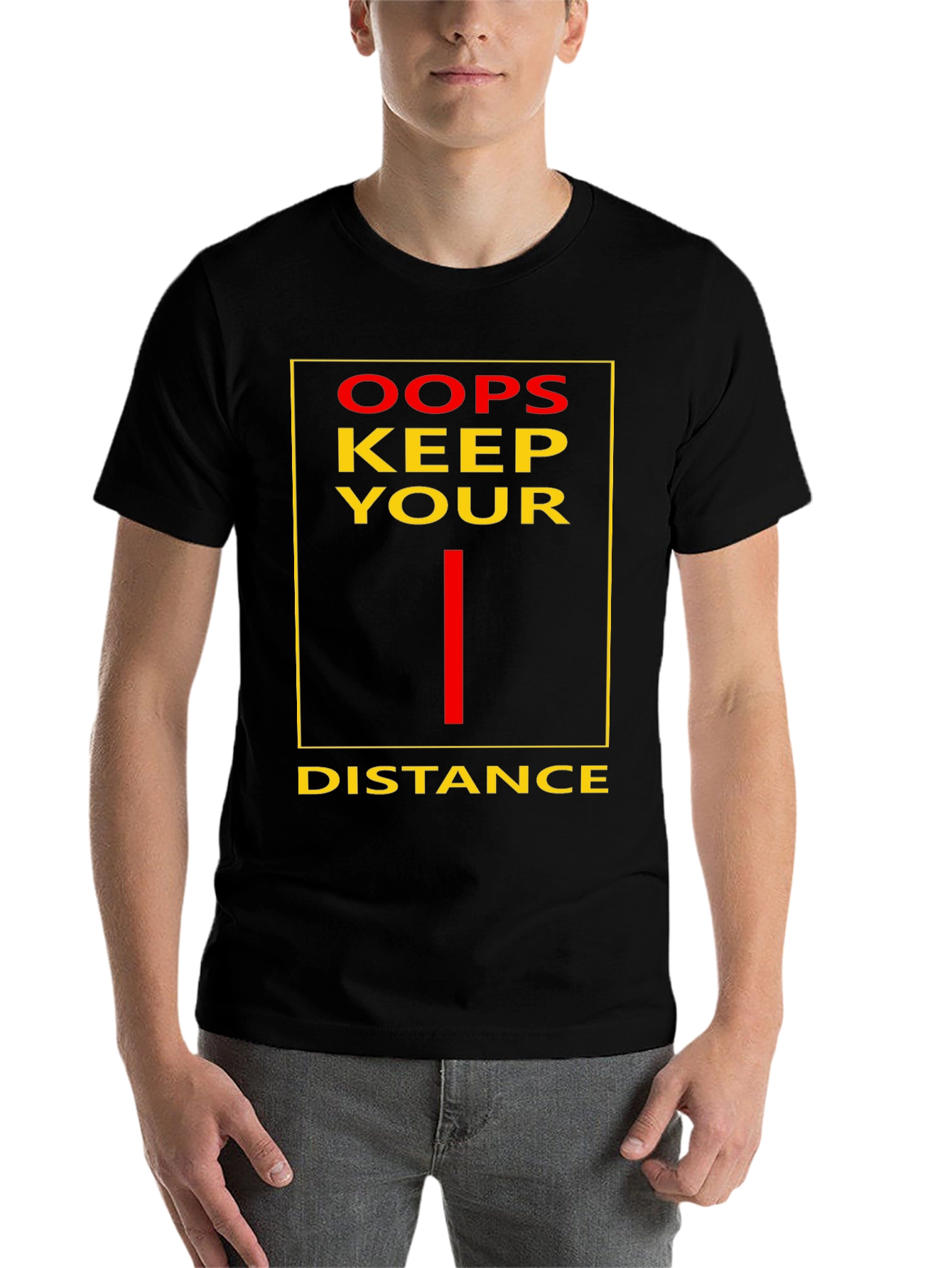 Black Oops Keep Your Distance Graphic Tee view 7