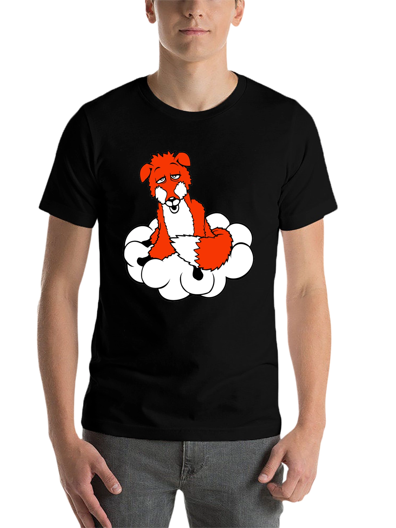 Black Fox on Cloud T-Shirt - Unique Graphic Tee view 7