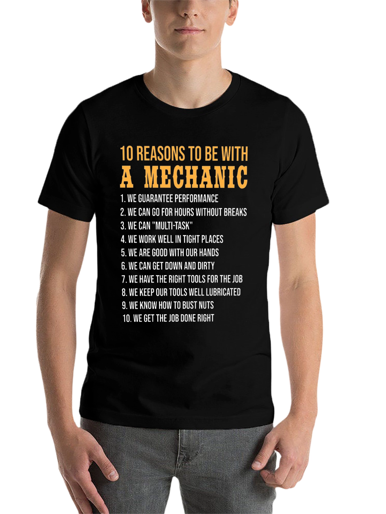 Black 10 Reasons To Be With A Mechanic T-Shirt view 7