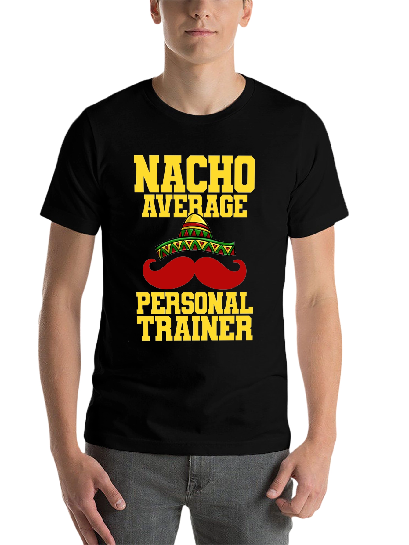 Black Nacho Average Personal Trainer Funny T-Shirt view 7