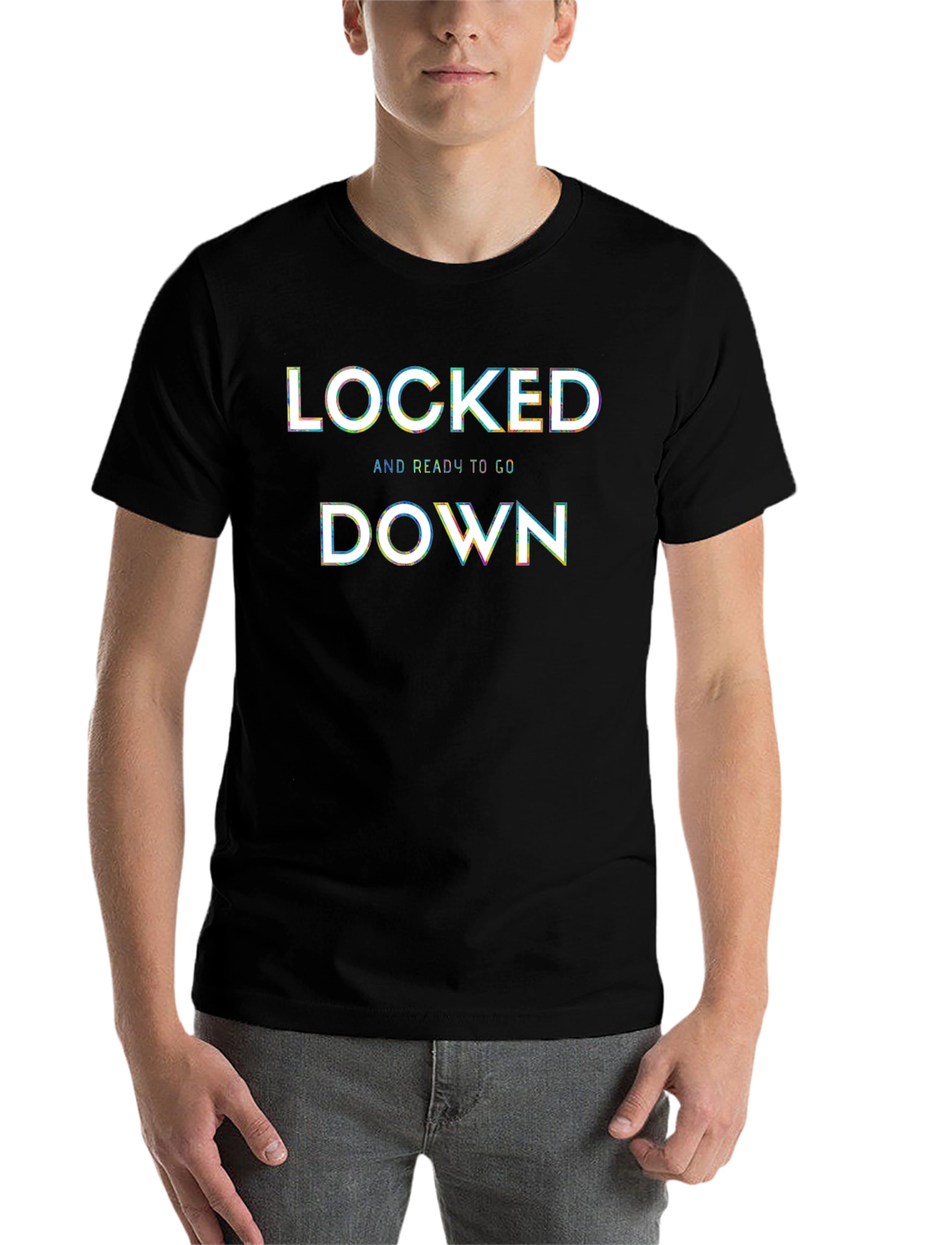 Black Locked Down Graphic Tee - Black Cotton Blend view 7