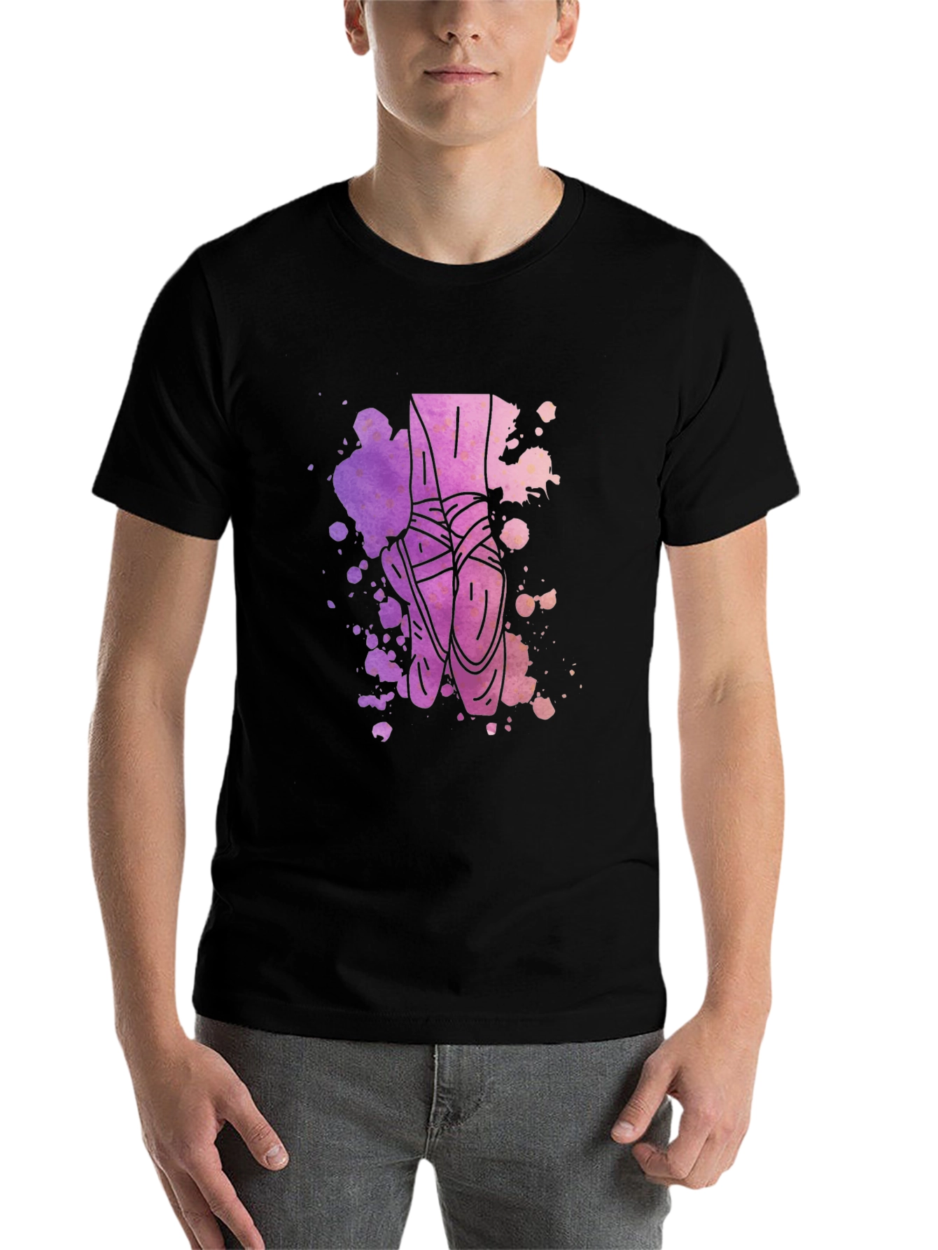 Black Ballet Pointe Shoes Graphic Tee - Artistic Design view 7