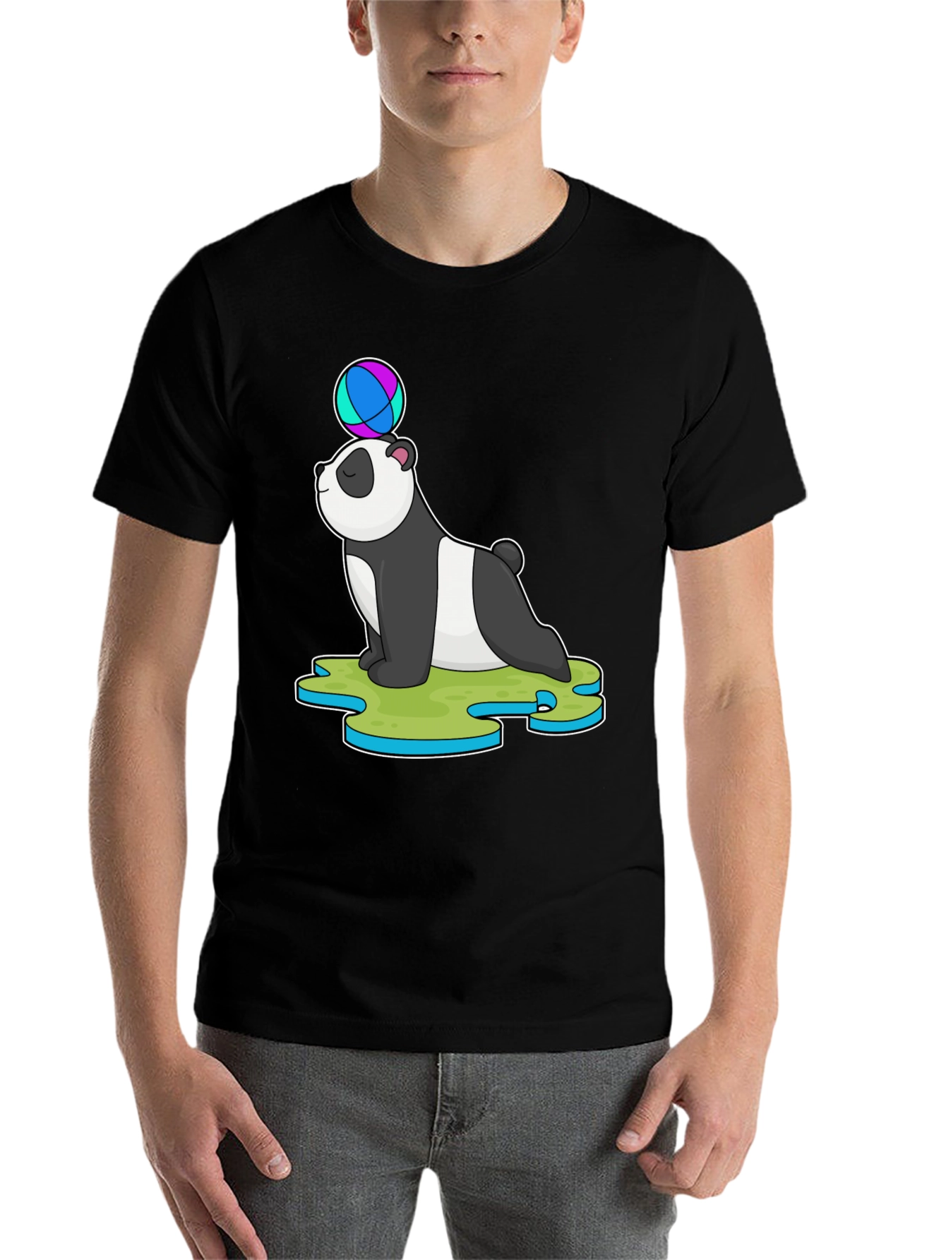 Black Panda Balancing Ball T-Shirt view 7
