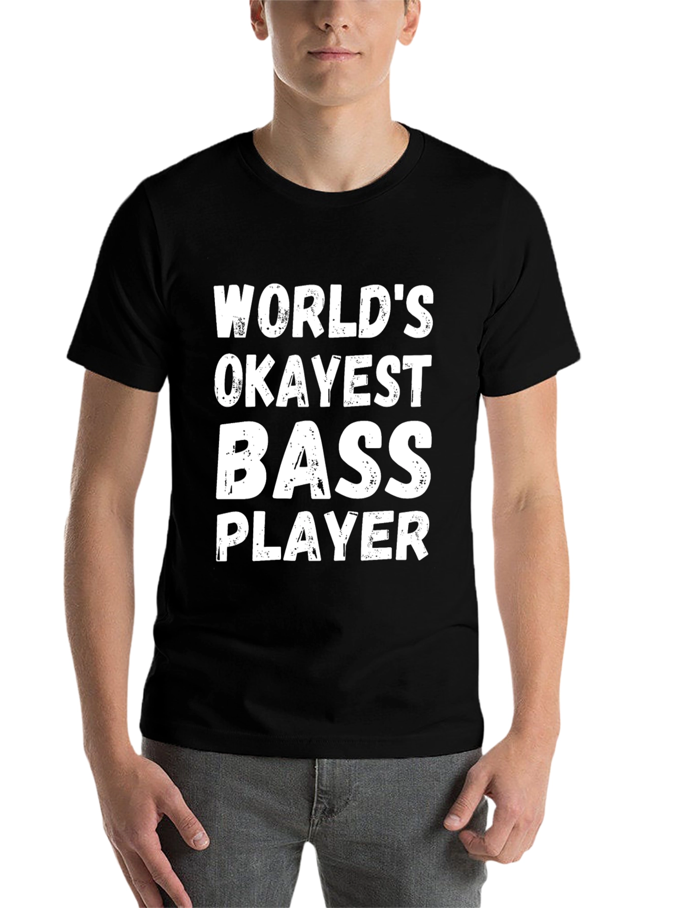 Black World's Okayest Bass Player Black T-Shirt view 7