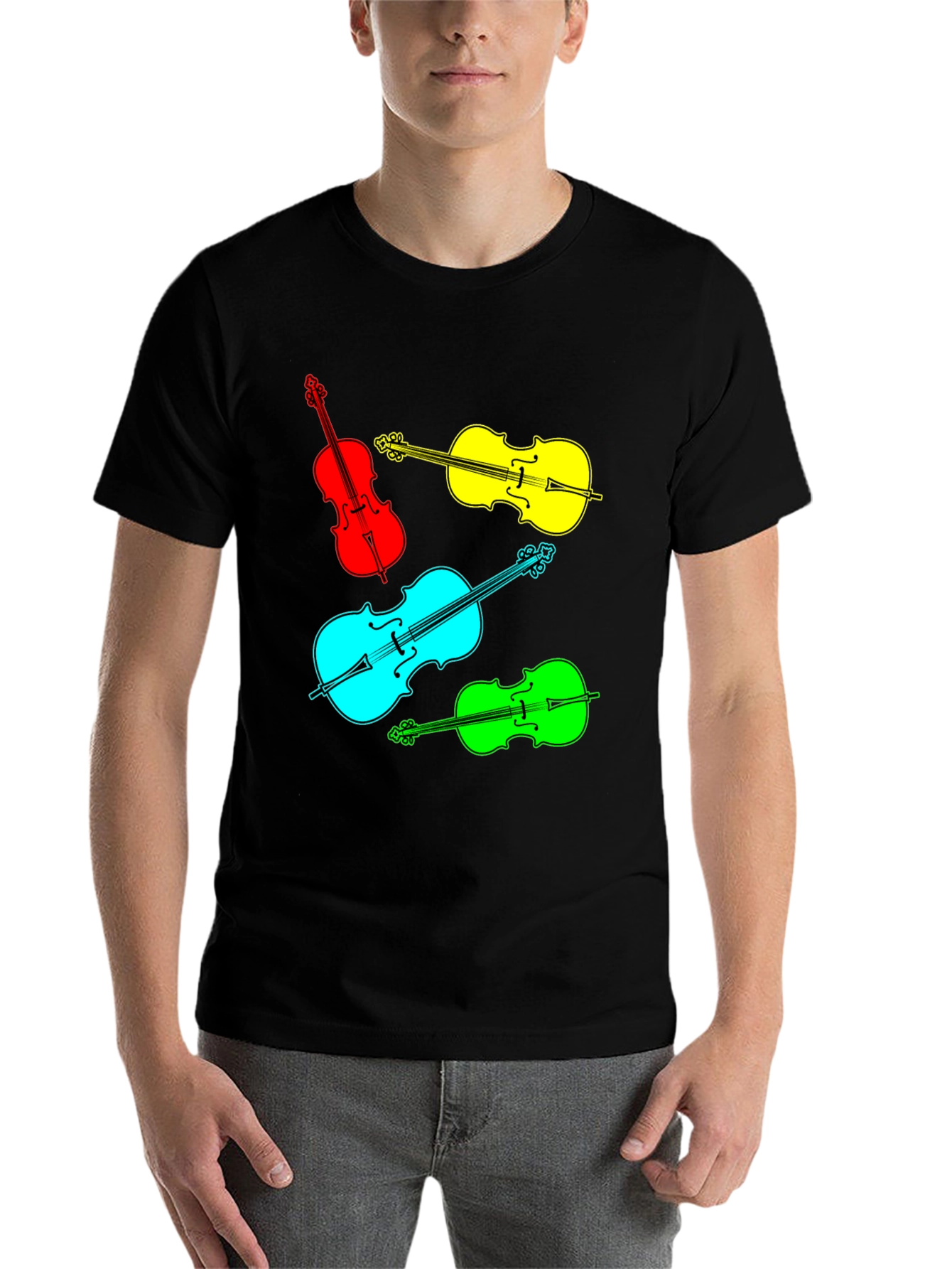 Black Vibrant Violin Graphic Tee - Musical Statement view 7