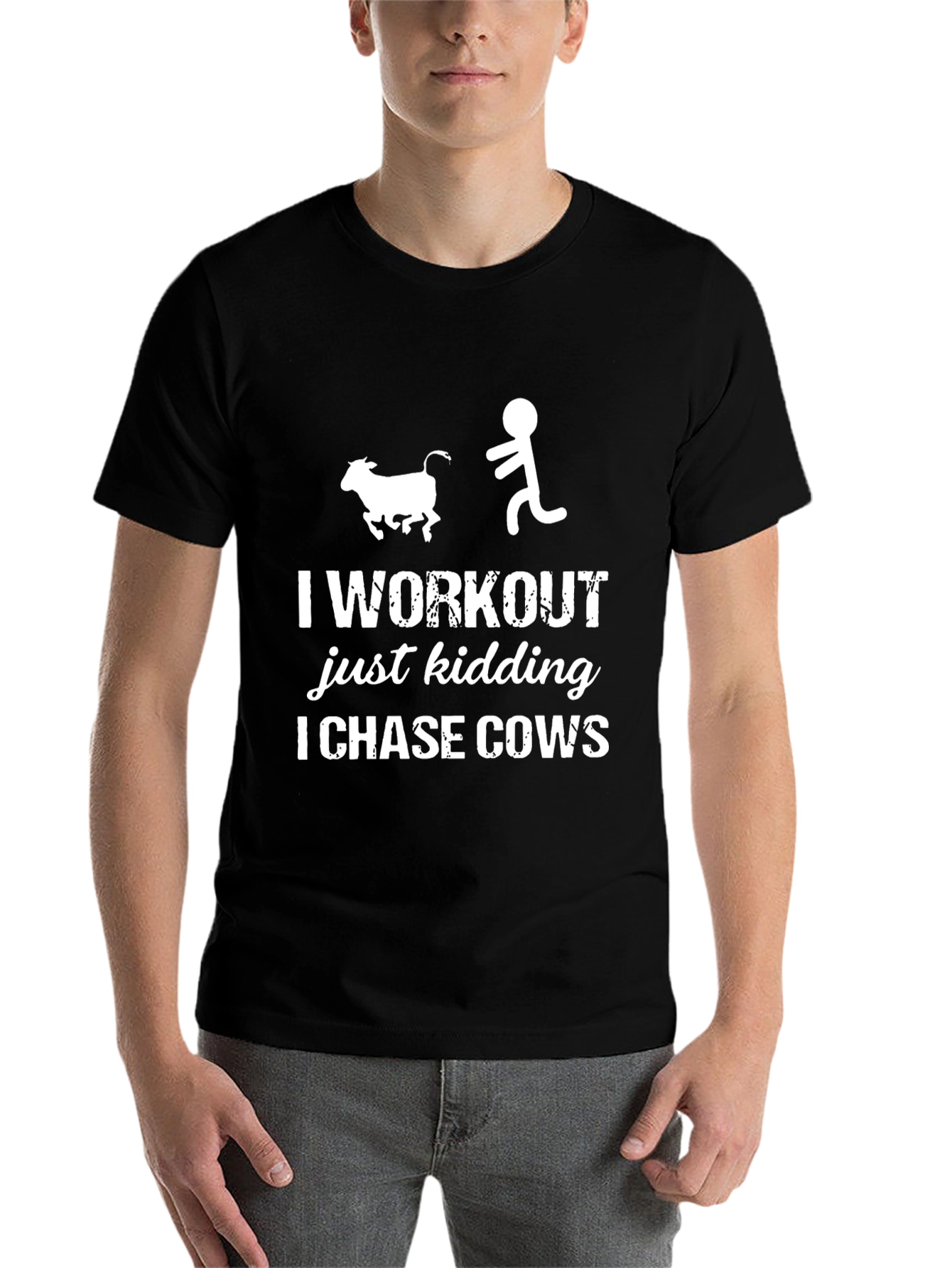 Black I Chase Cows T-Shirt - Funny Workout Tee view 7
