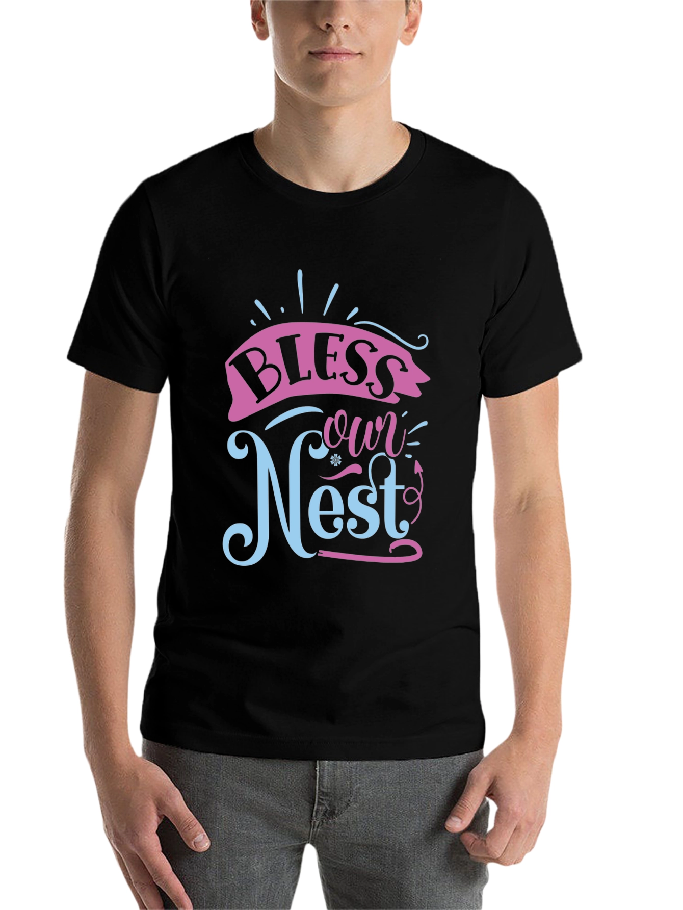 Black Bless Our Nest Graphic Tee view 7
