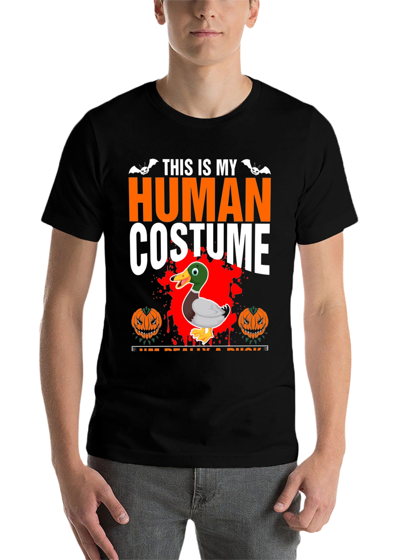 Black This Is My Human Costume I'm Really a Duck T-Shirt view 7