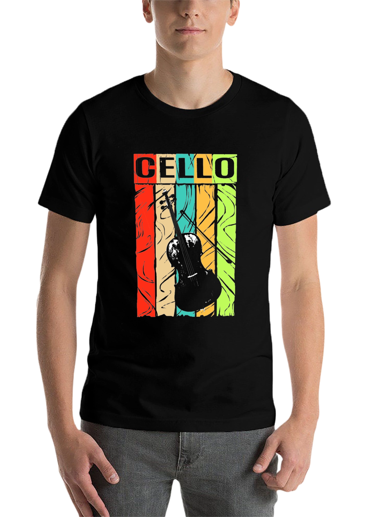 Black Cello Music T-Shirt - Retro Vintage Style Design view 7