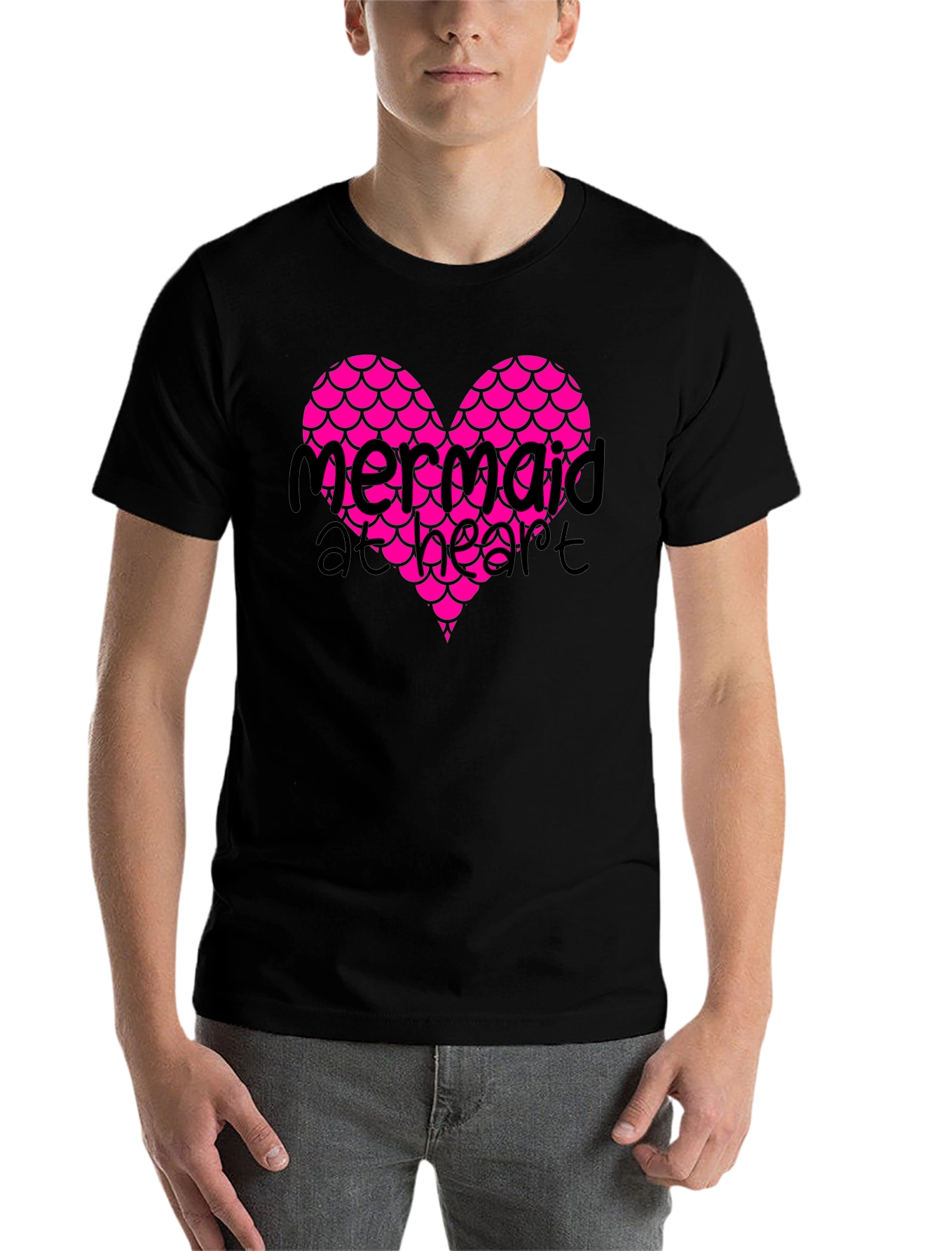 Black Mermaid at Heart Black Graphic T-Shirt view 7