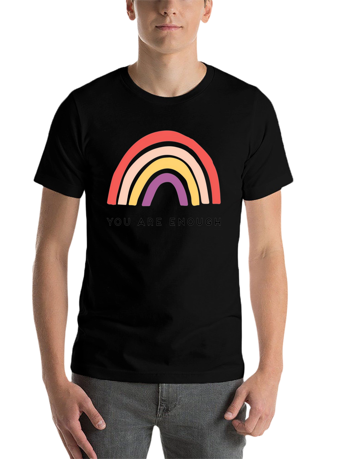 Black You Are Enough Rainbow Graphic Tee view 7