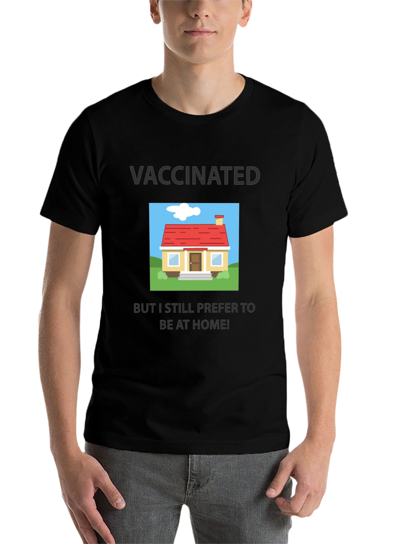 Black Vaccinated Stay-at-Home T-Shirt view 7