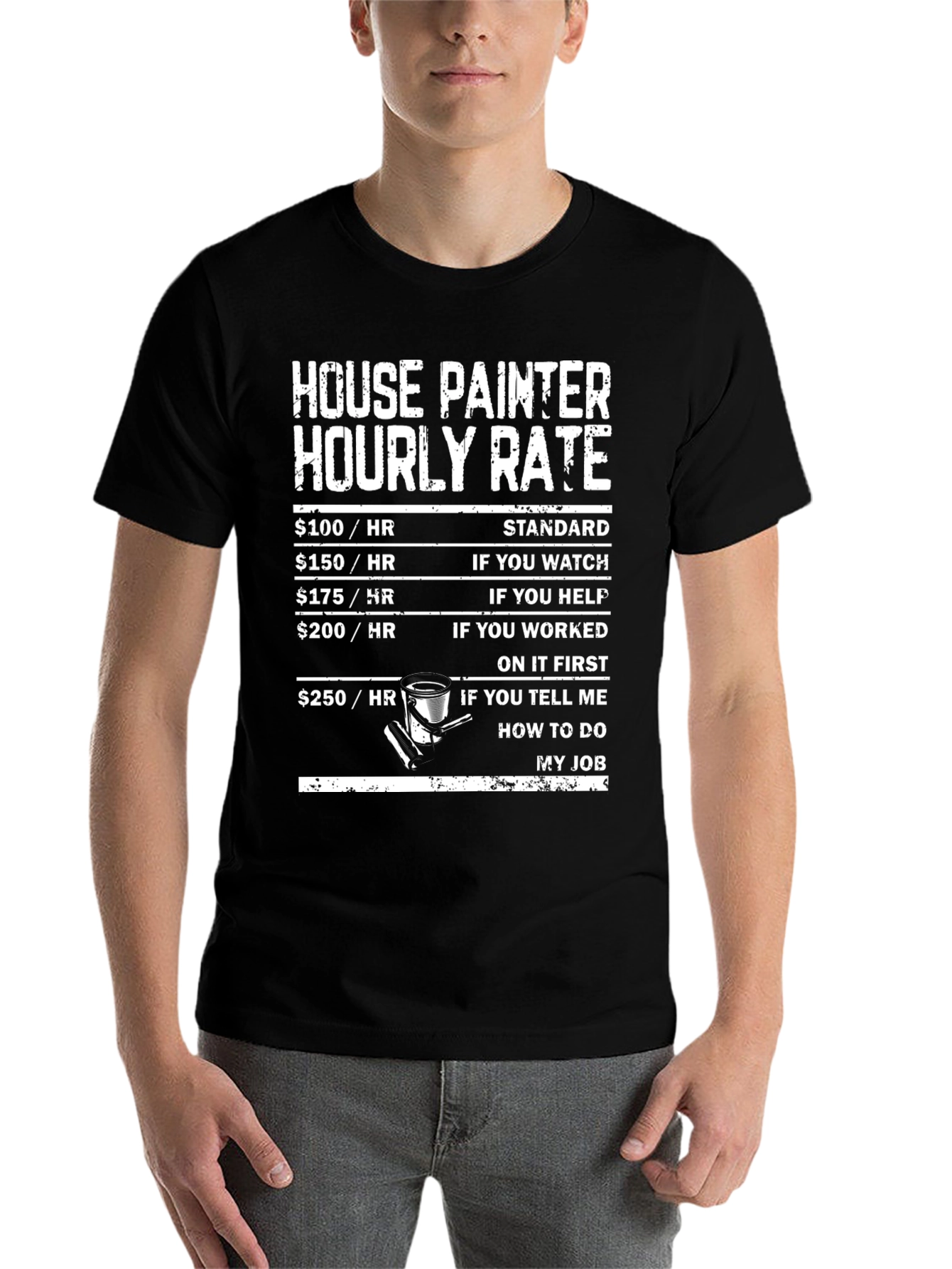 Black House Painter Hourly Rate T-Shirt view 7
