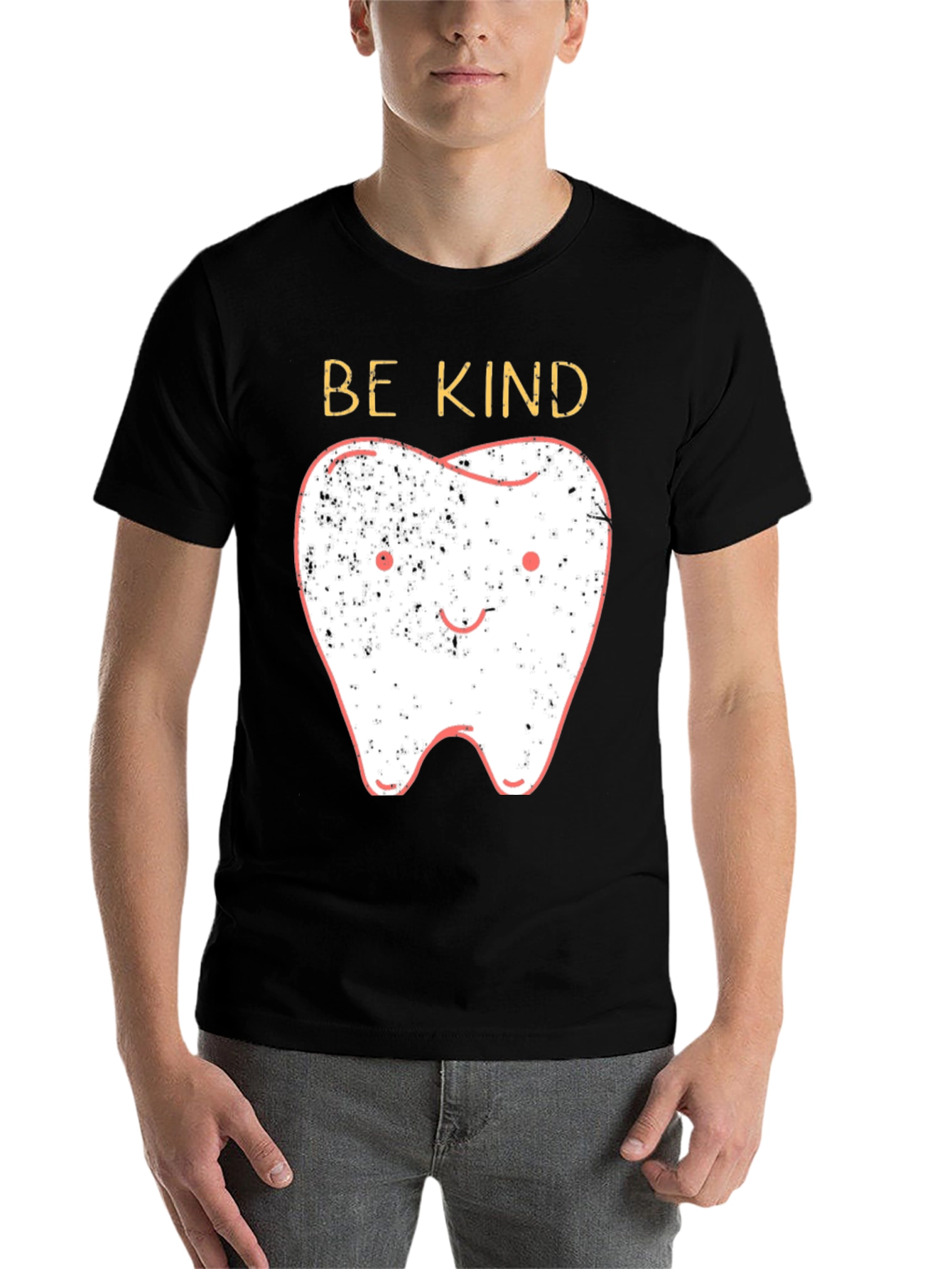 Black Be Kind Tooth Graphic Tee - Black Unisex T-Shirt view 7