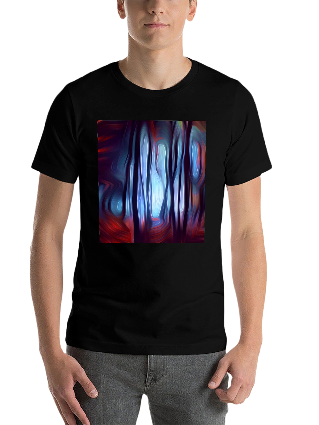 Black Abstract Forest Art T-Shirt view 7