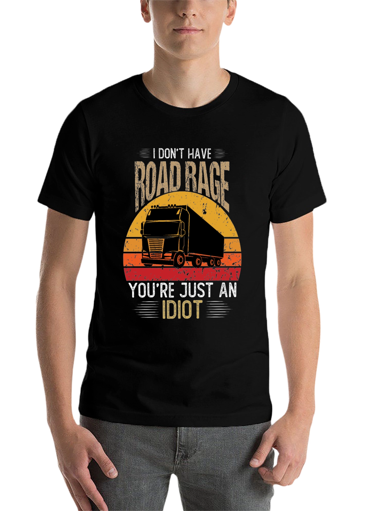 Black Road Rage Trucker T-Shirt - Funny Graphic Tee view 7