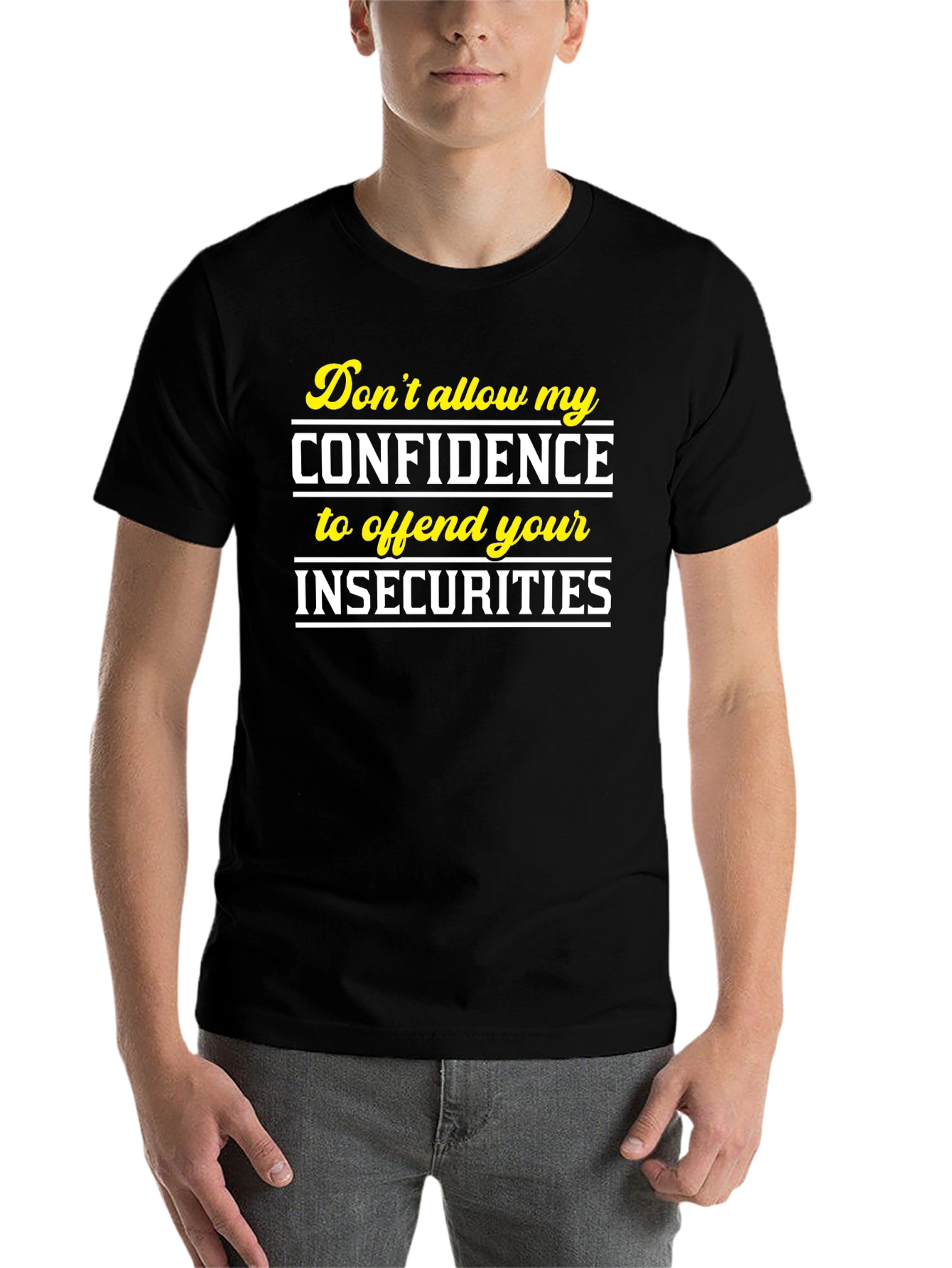 Black Confidence Slogan Graphic Tee - Black view 7