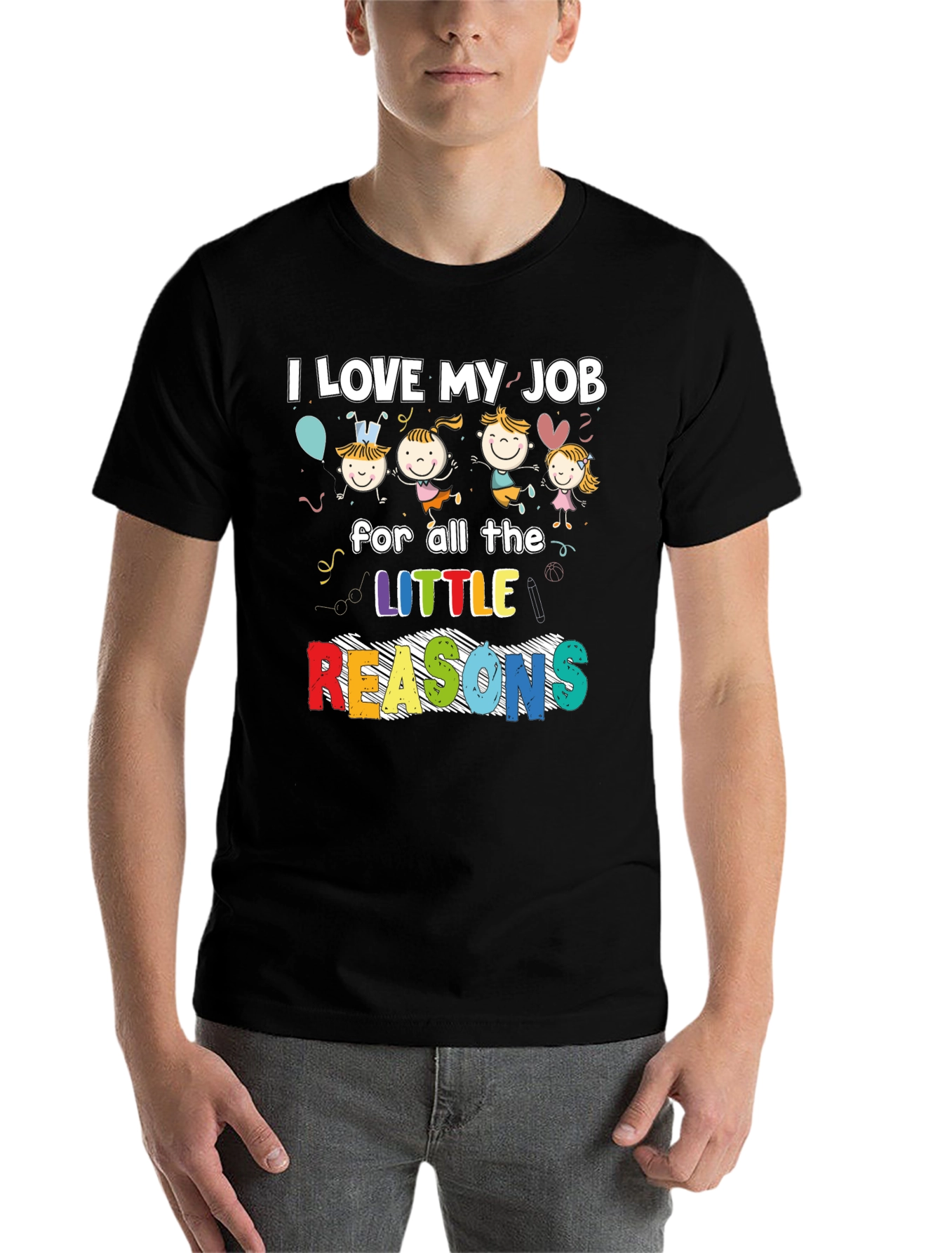 Black I Love My Job Teacher T-Shirt view 7