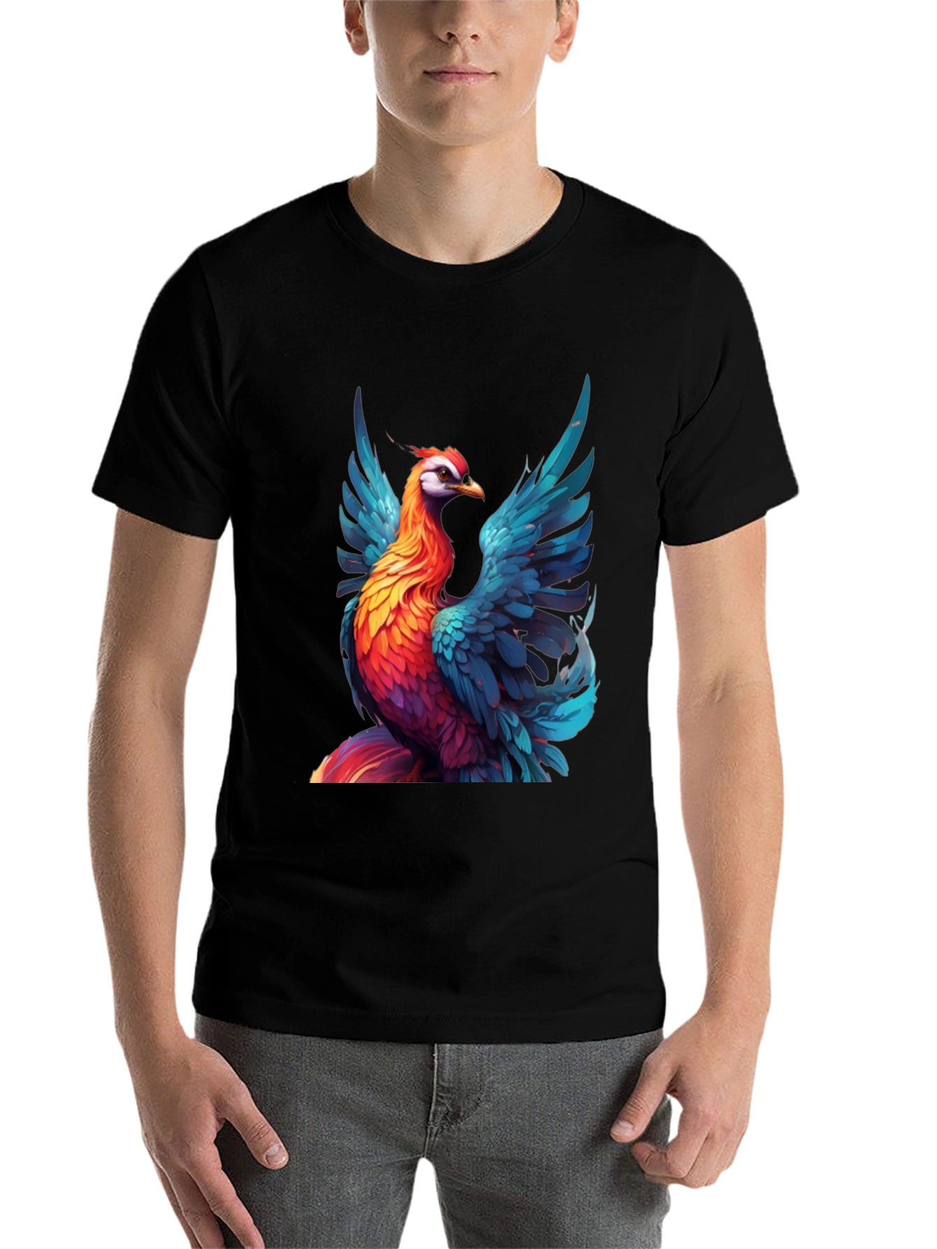 Black Vivid Phoenix Graphic T-Shirt - Bold Style view 7