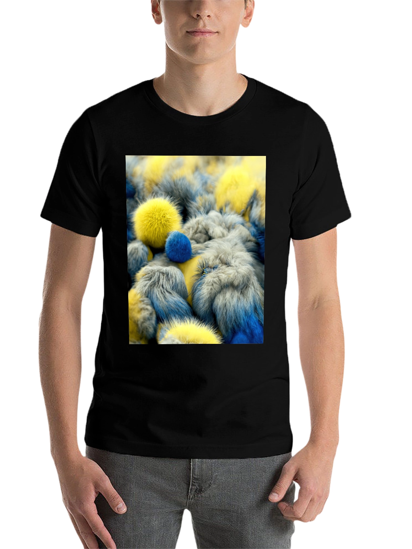 Black Fluffy Pom-Pom T-Shirt view 7