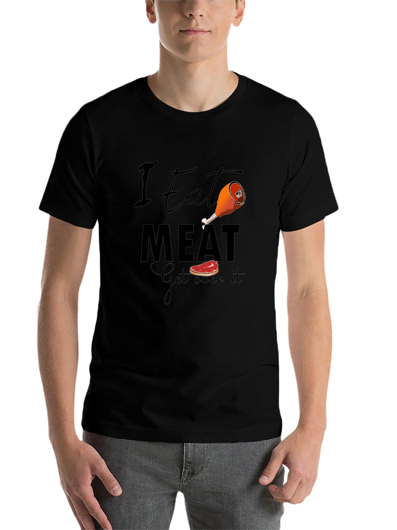 Black I Eat Meat Graphic Tee - Funny Meat Lover T-Shirt view 7