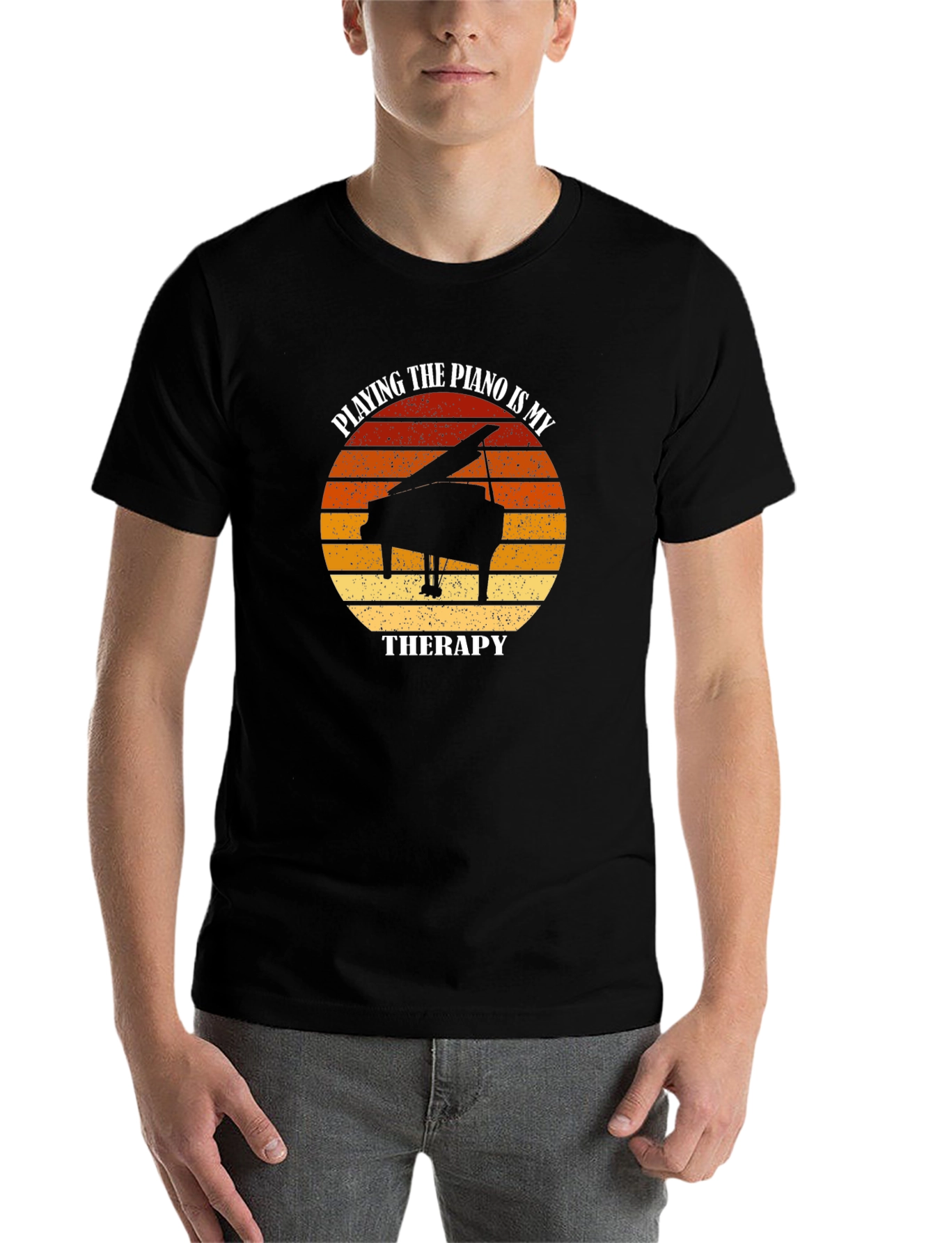 Black Piano Therapy T-Shirt - Musician's Comfort view 7