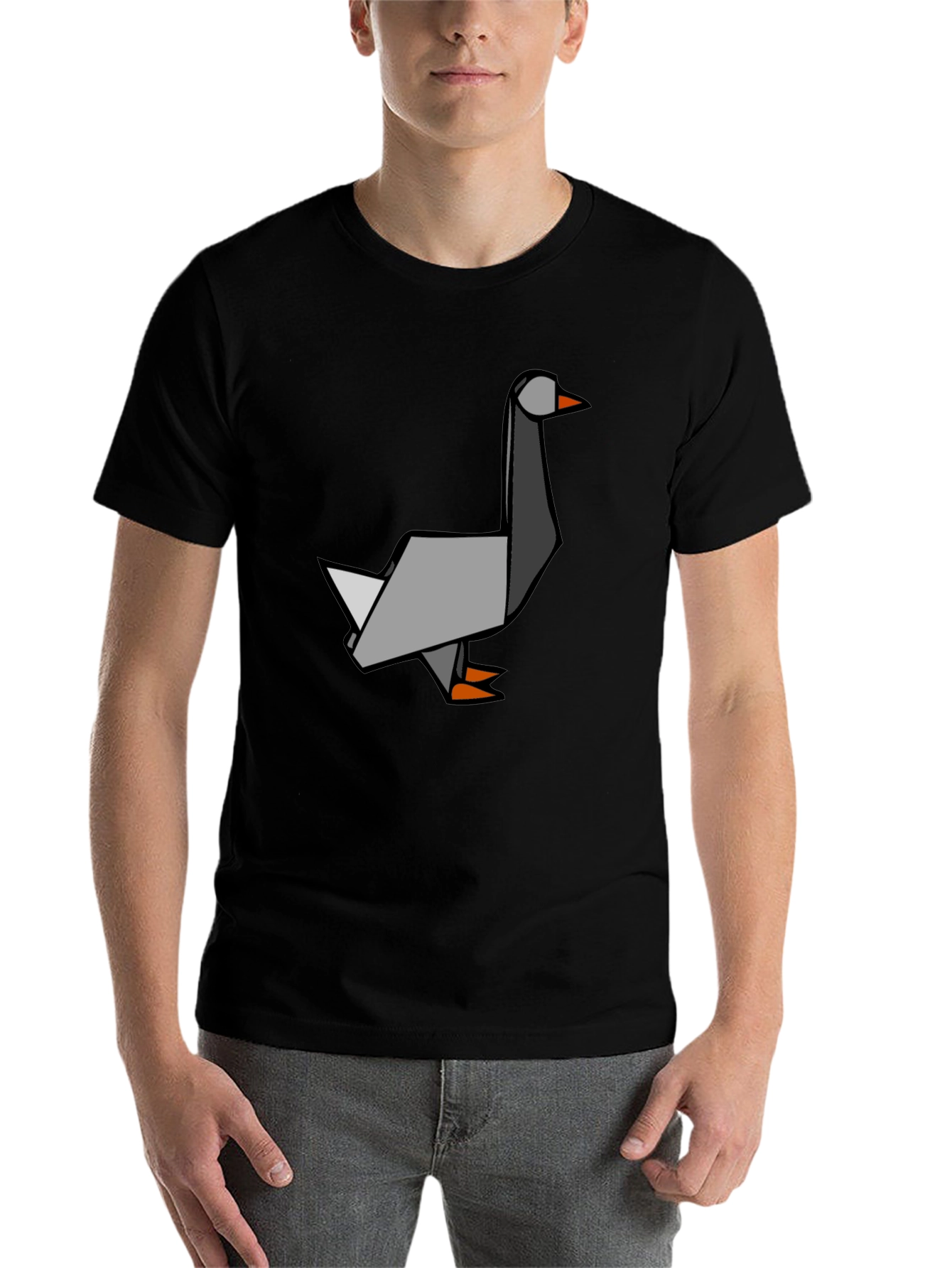 Black Origami Goose Graphic Tee - Unique Style view 7