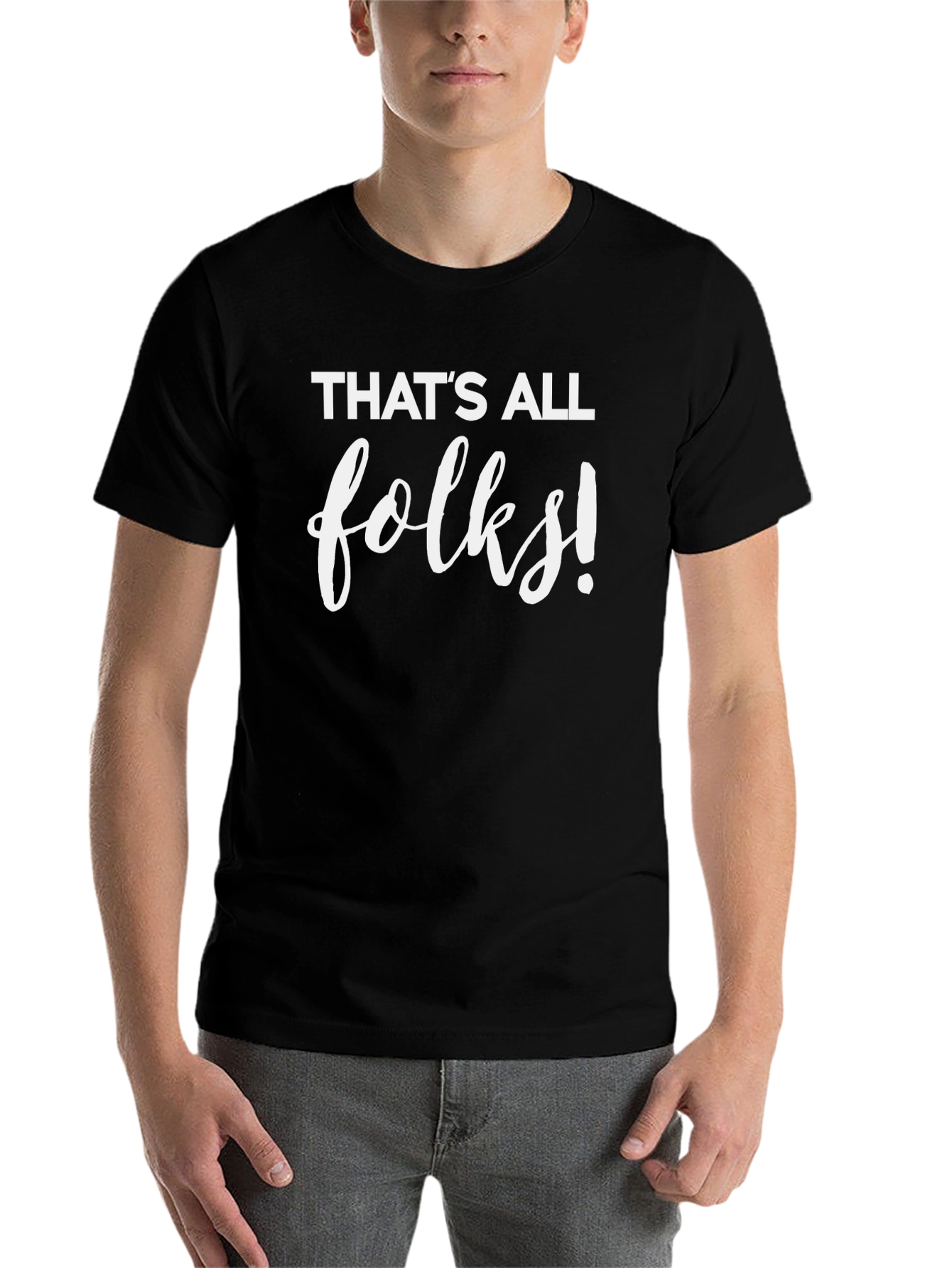 Black That's All Folks! Graphic Tee - Classic Cartoon Slogan Shirt view 7