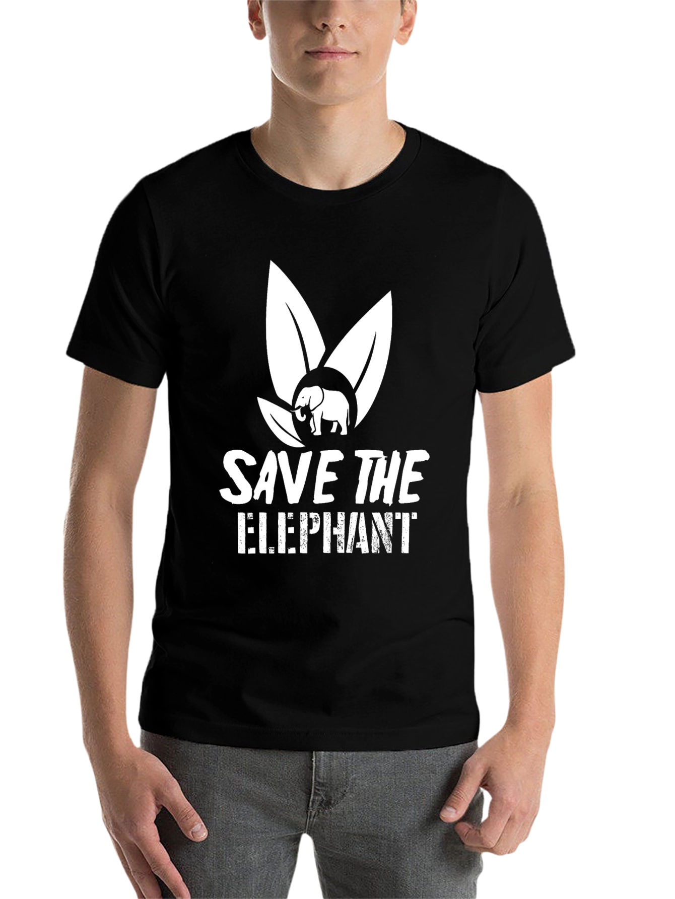 Black Save the Elephants Graphic Tee - Black Cotton T-Shirt view 7