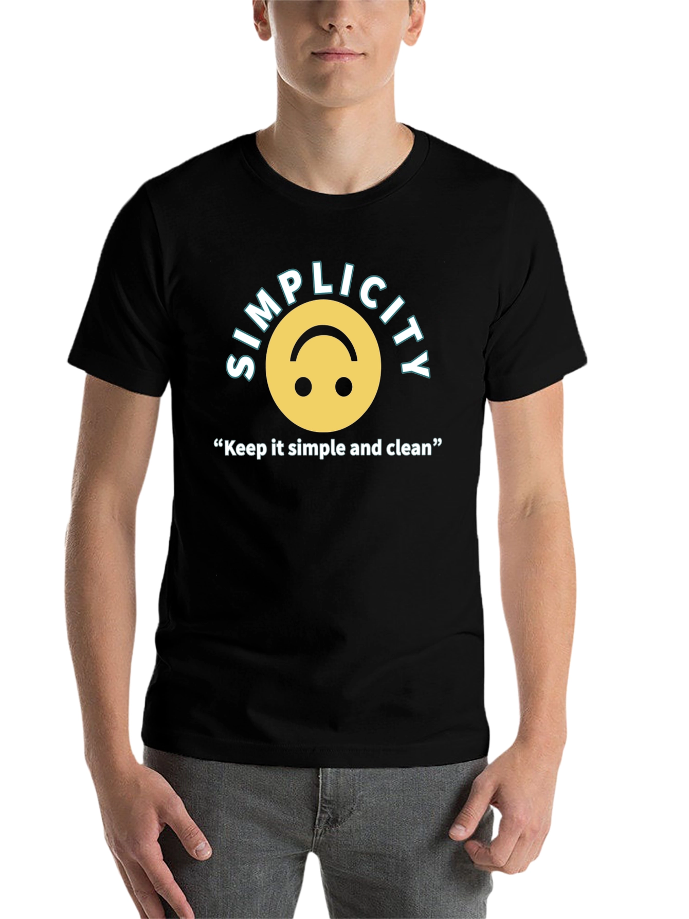Black Simplicity T-Shirt: Keep it Simple & Clean - Unisex Cotton Tee view 7