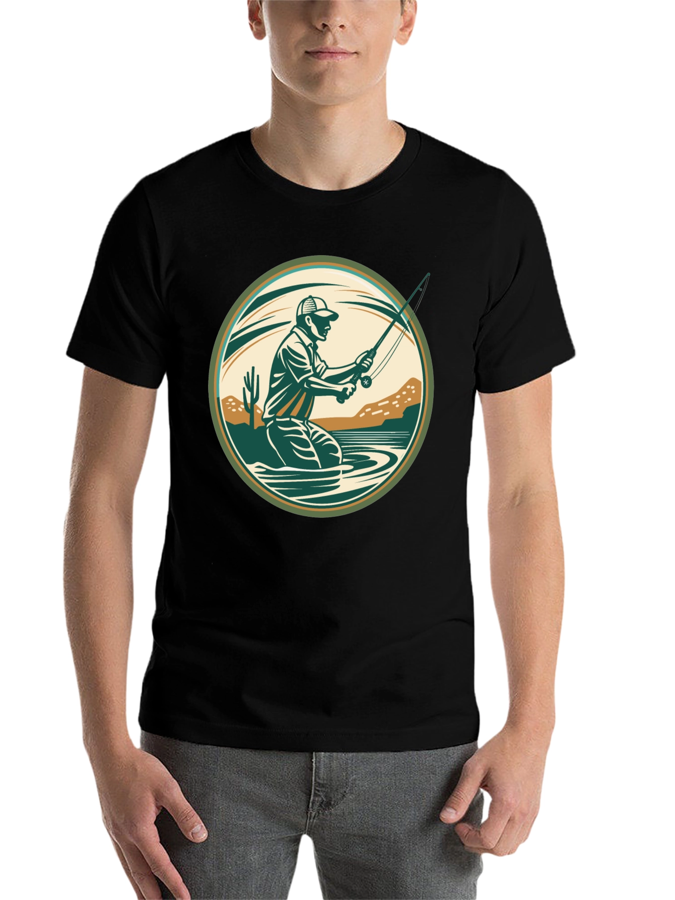 Black Fishing T-Shirt - Outdoor Adventure Design view 7