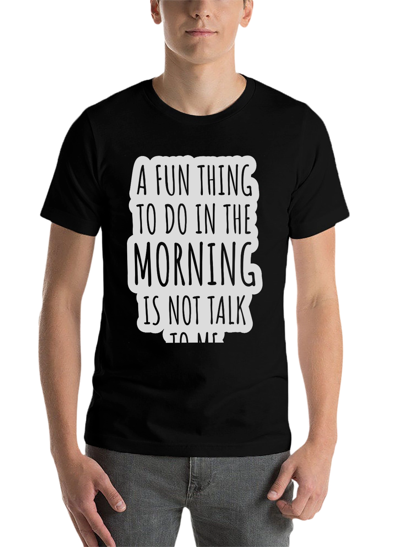 Black Funny Morning Introvert Graphic Tee - Black view 7