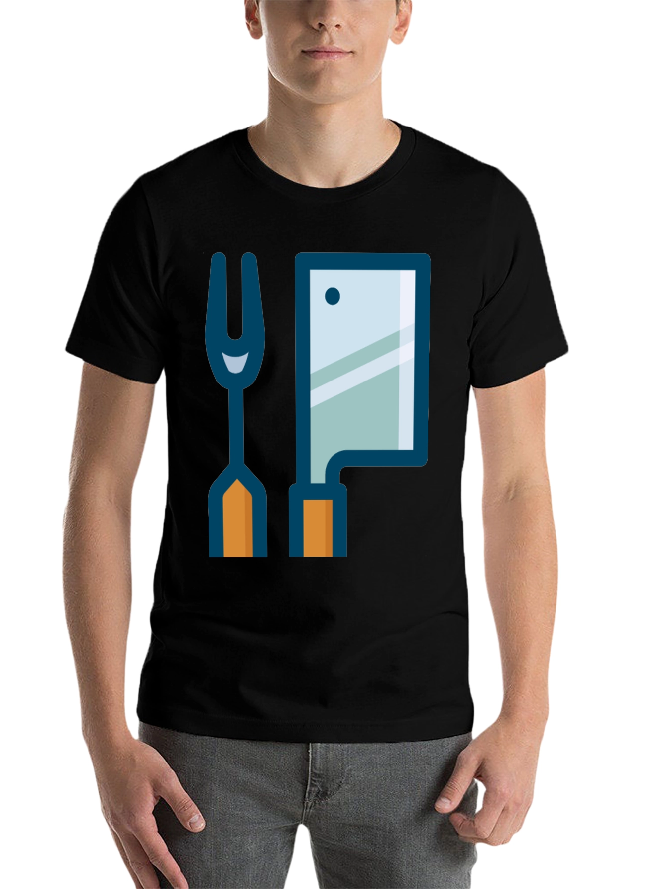 Black Butcher Fork & Cleaver Graphic Tee - Black view 7