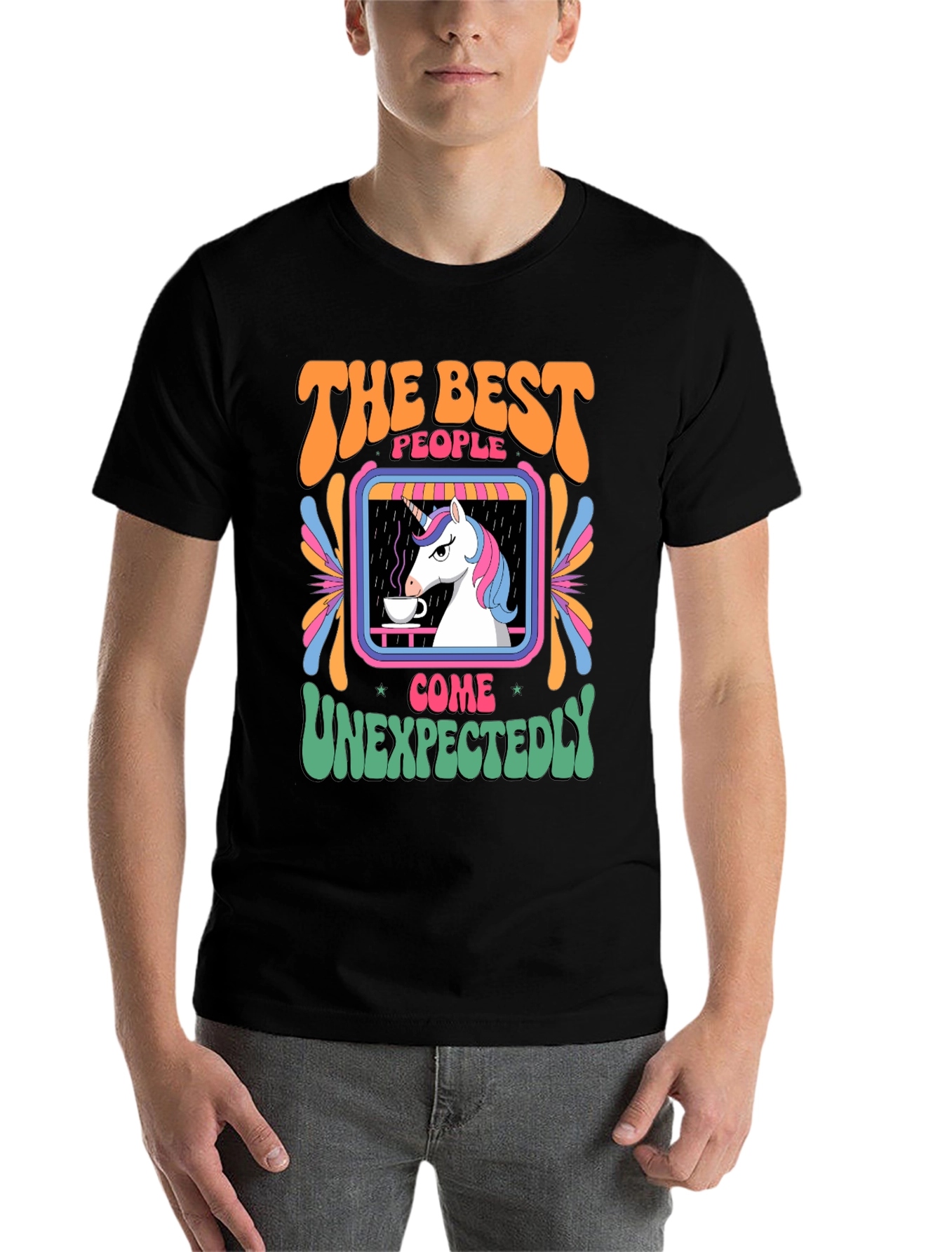 Black Unicorn Coffee T-Shirt - Best People Come Unexpectedly view 7