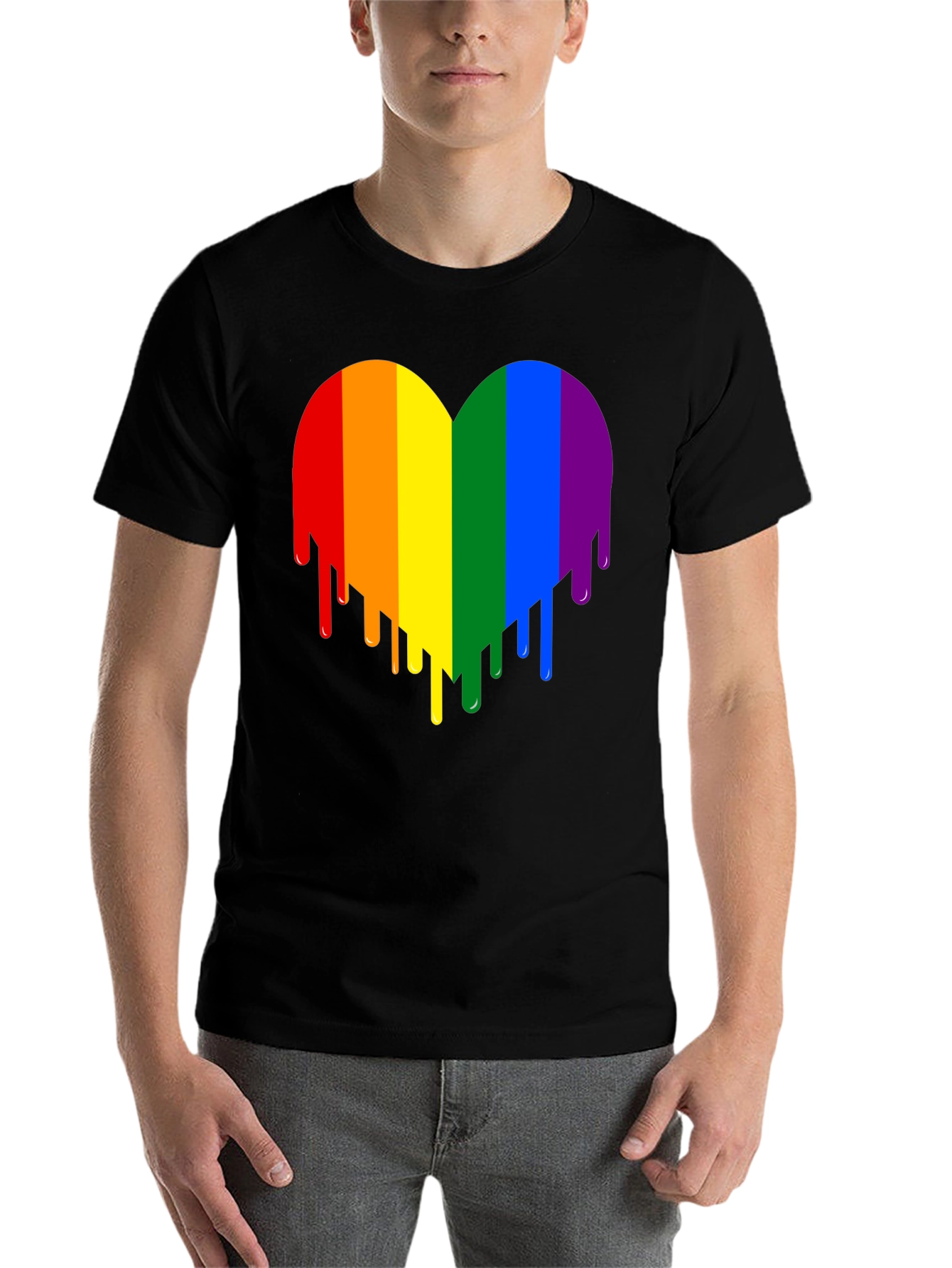 Black Rainbow Heart Drip Graphic Tee view 7