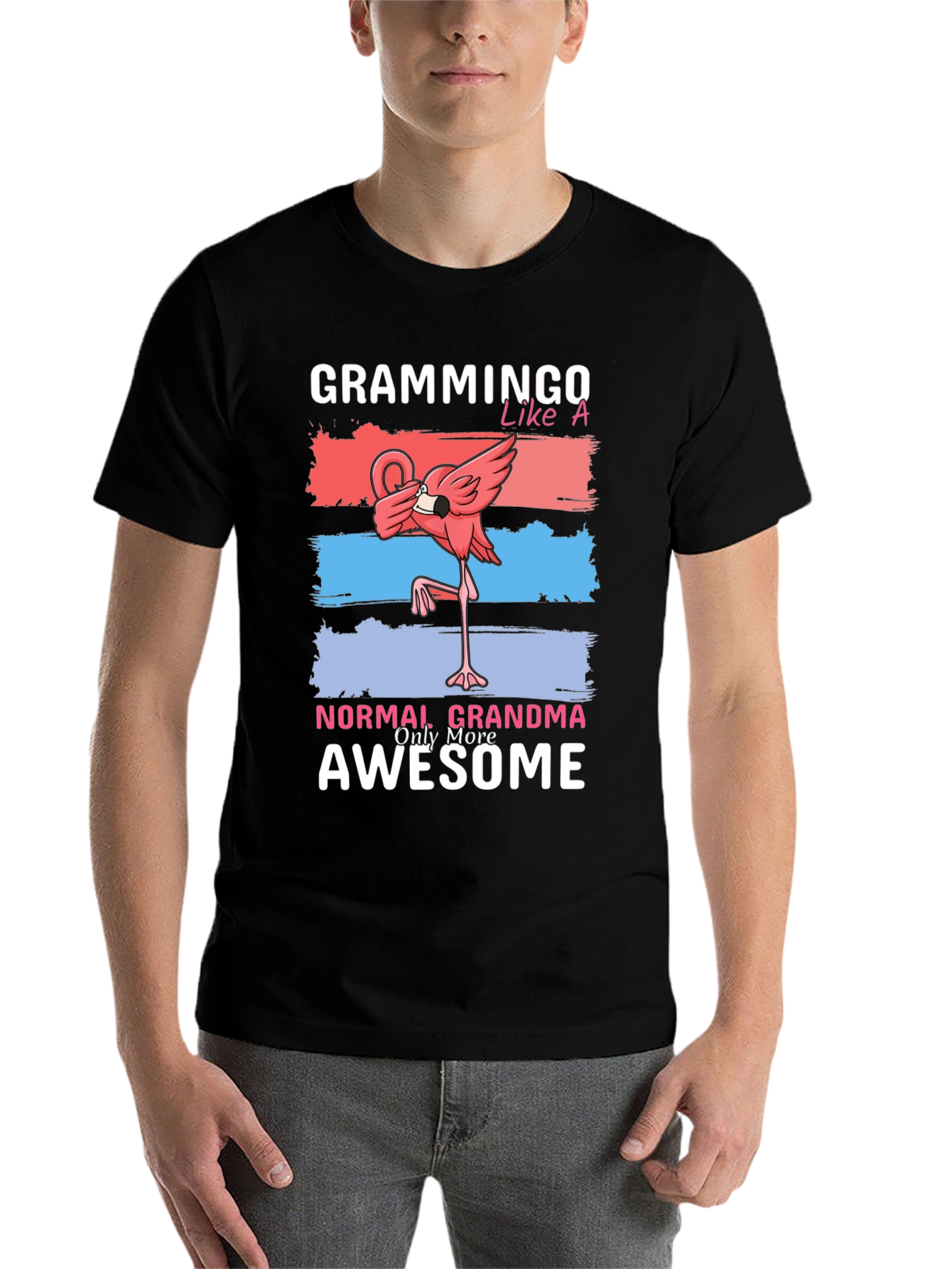 Black Grammingo Flamingo Grandma T-Shirt view 7