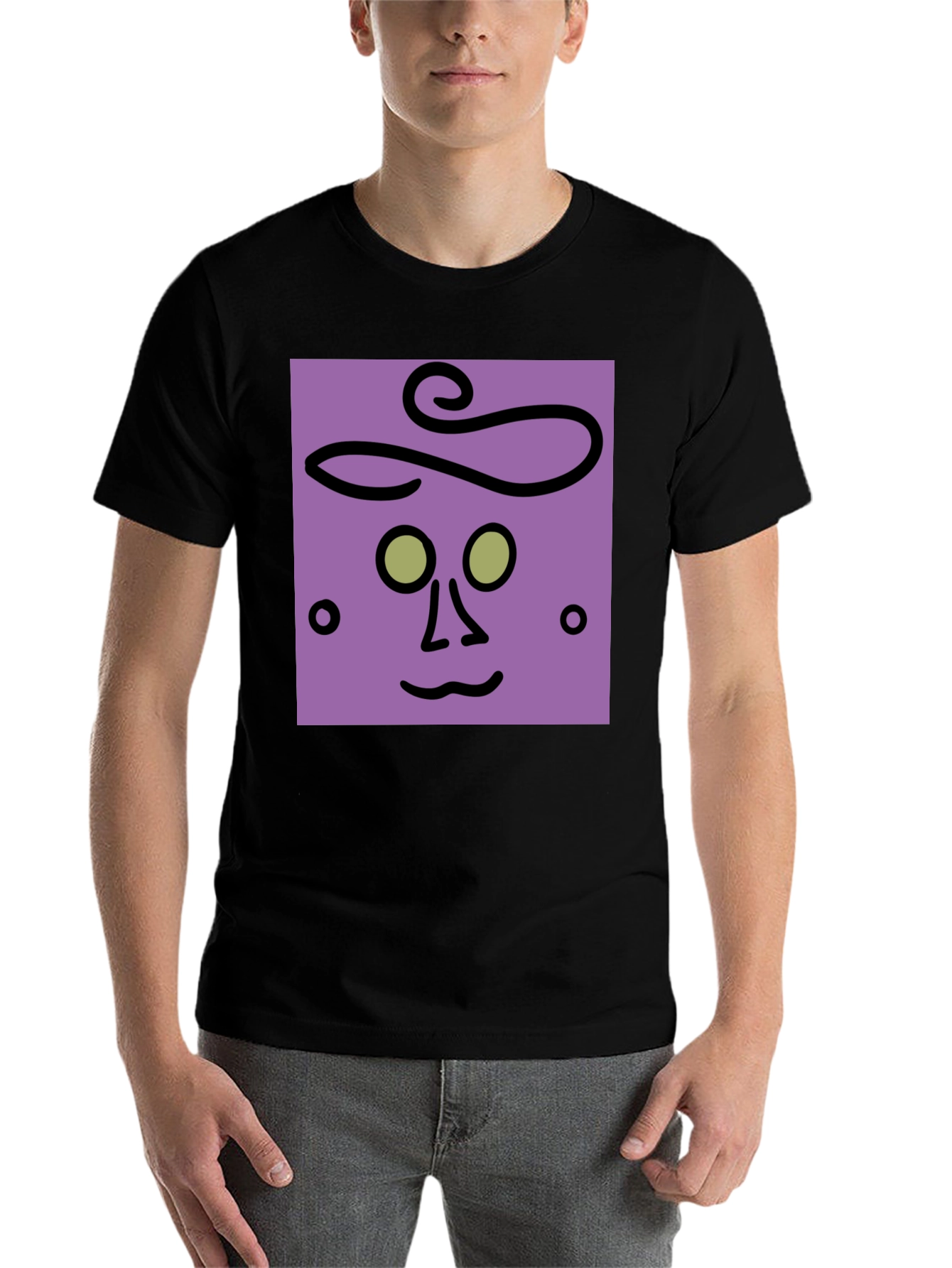 Black Abstract Face Graphic Tee - Unisex Black T-Shirt view 7