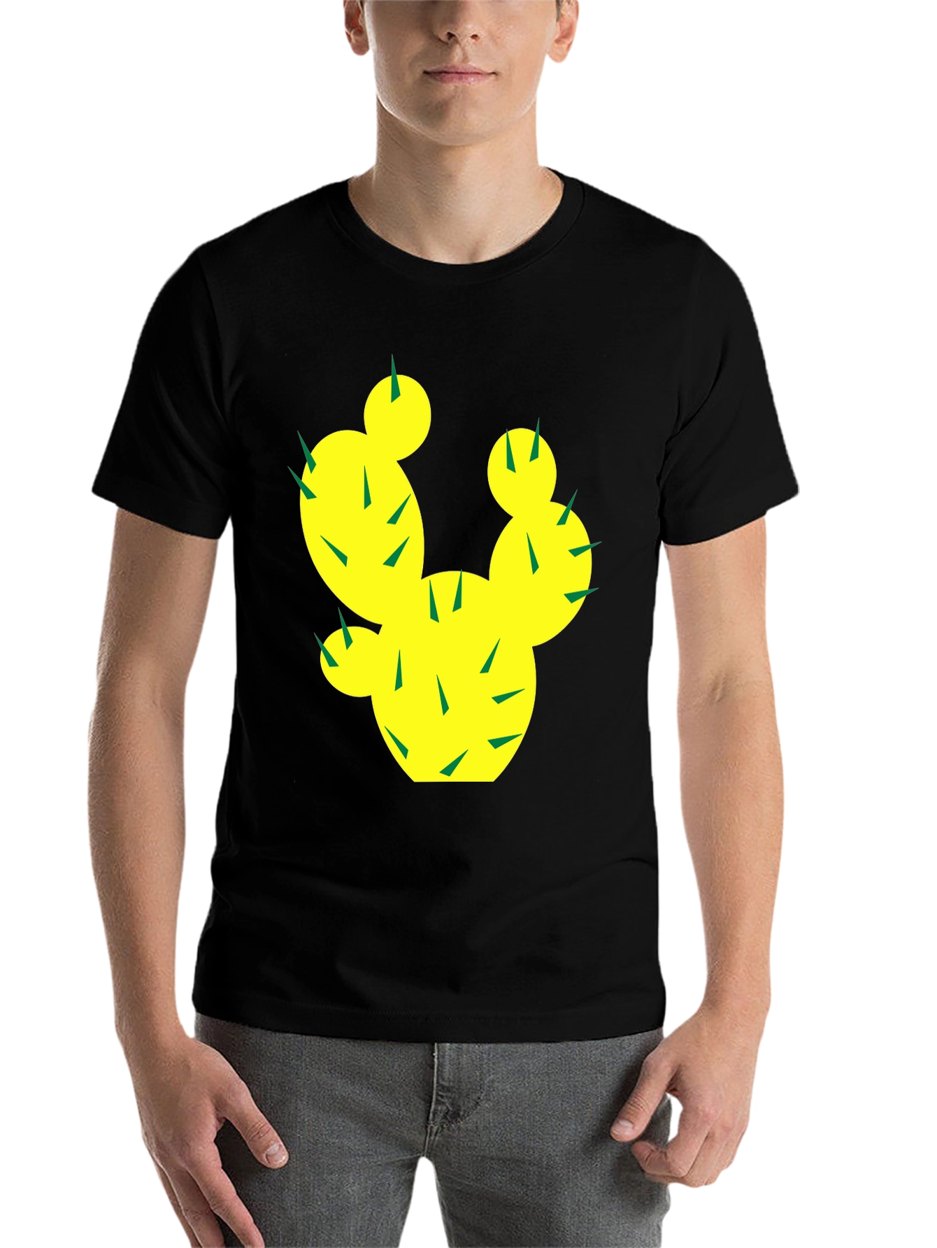 Black Cactus Graphic Tee - Trendy Black Cotton T-Shirt view 7