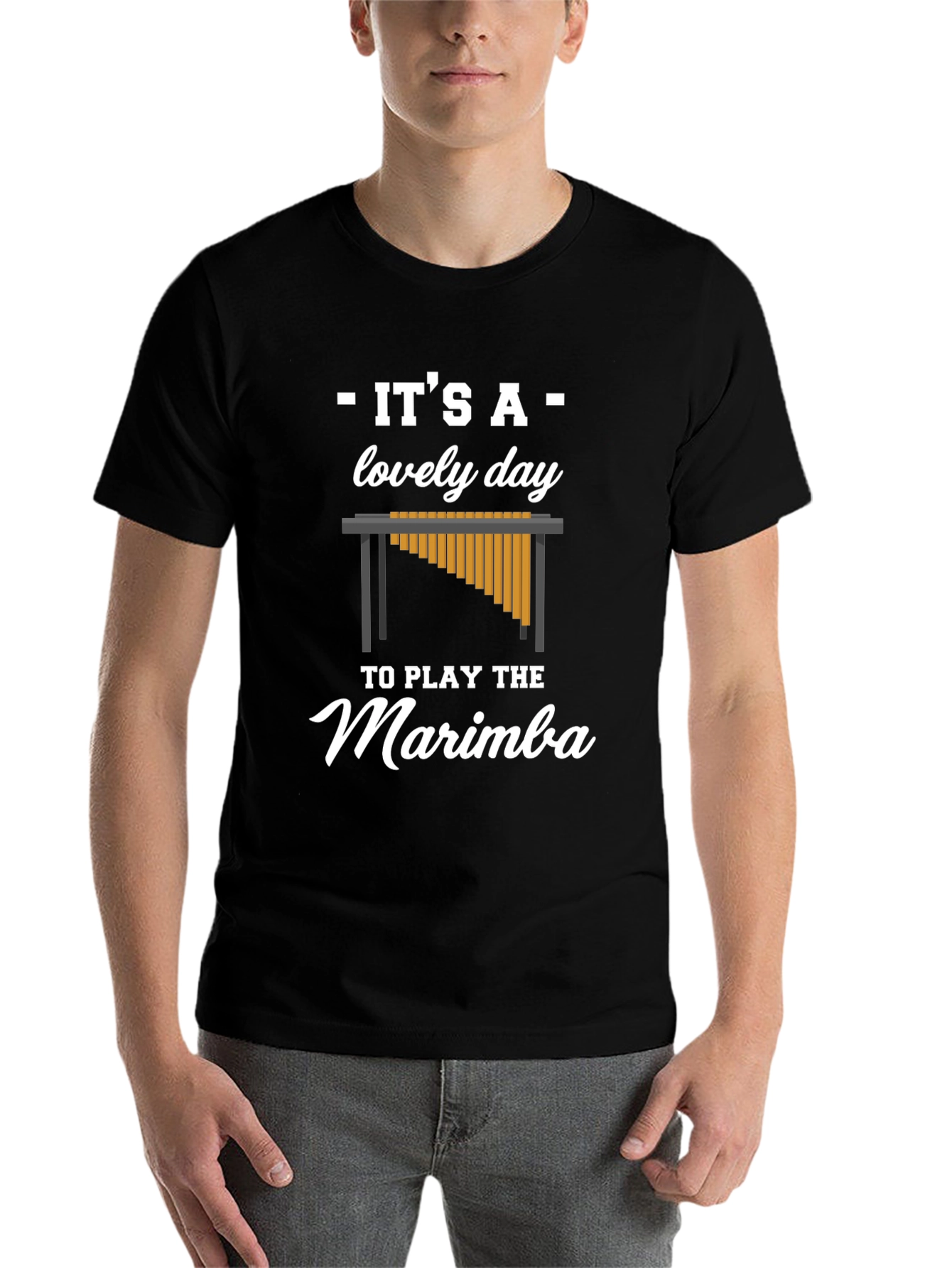 Black It's a Lovely Day to Play the Marimba T-Shirt view 7