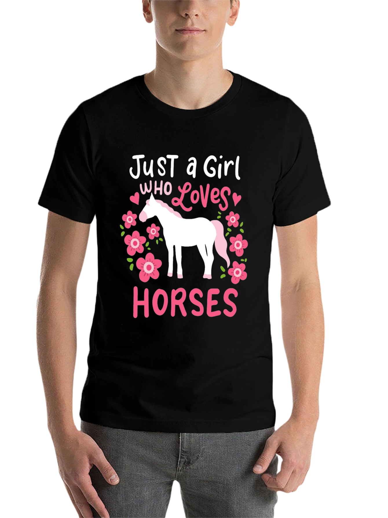 Black Just a Girl Who Loves Horses Graphic Tee view 7
