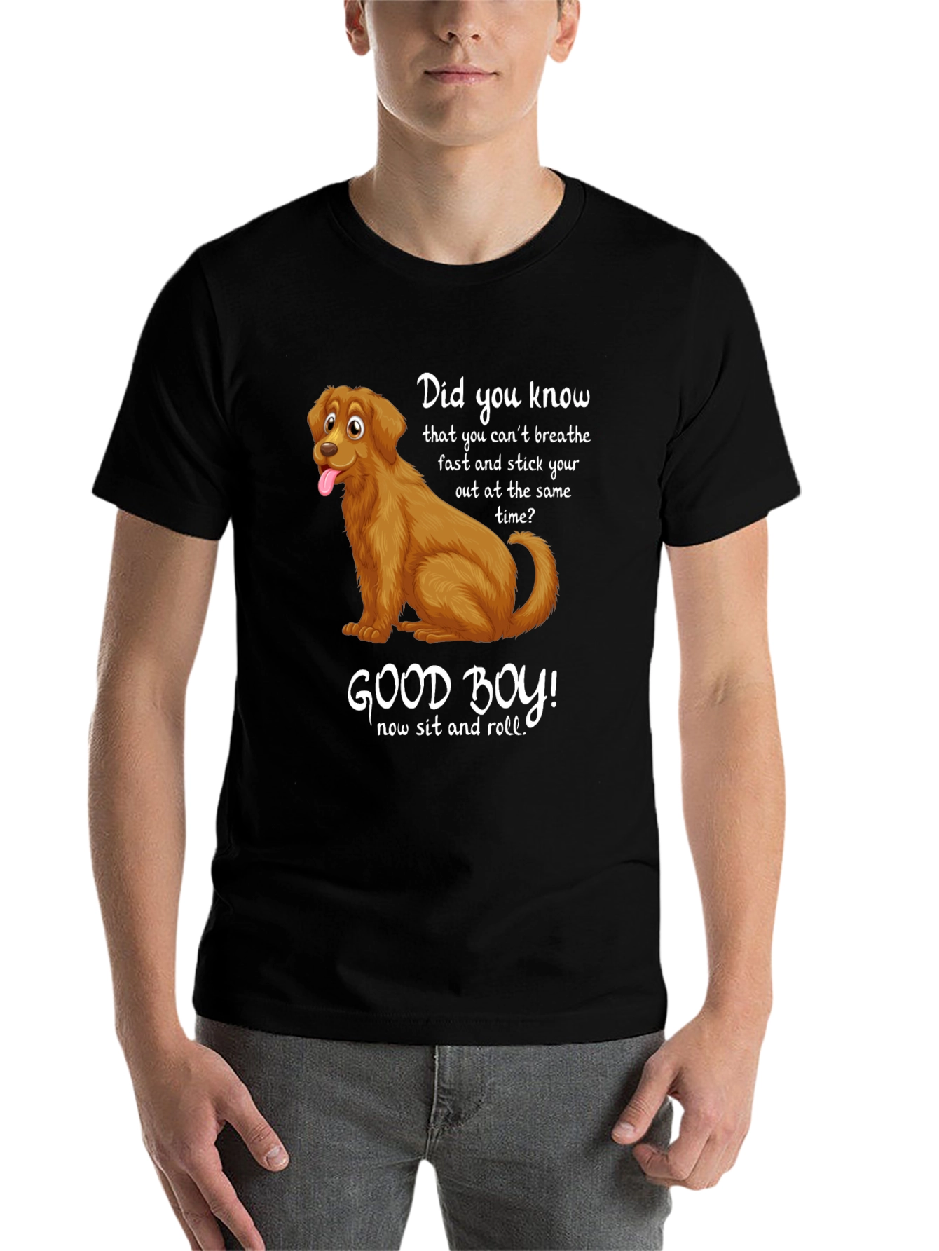Black Funny Dog T-Shirt: Good Boy Design view 7