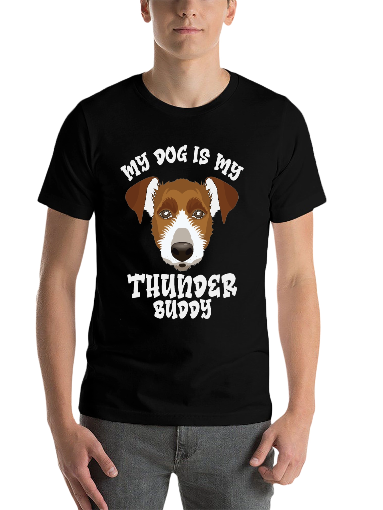 Black Dog Lover T-Shirt - My Dog Is My Thunder Buddy view 7