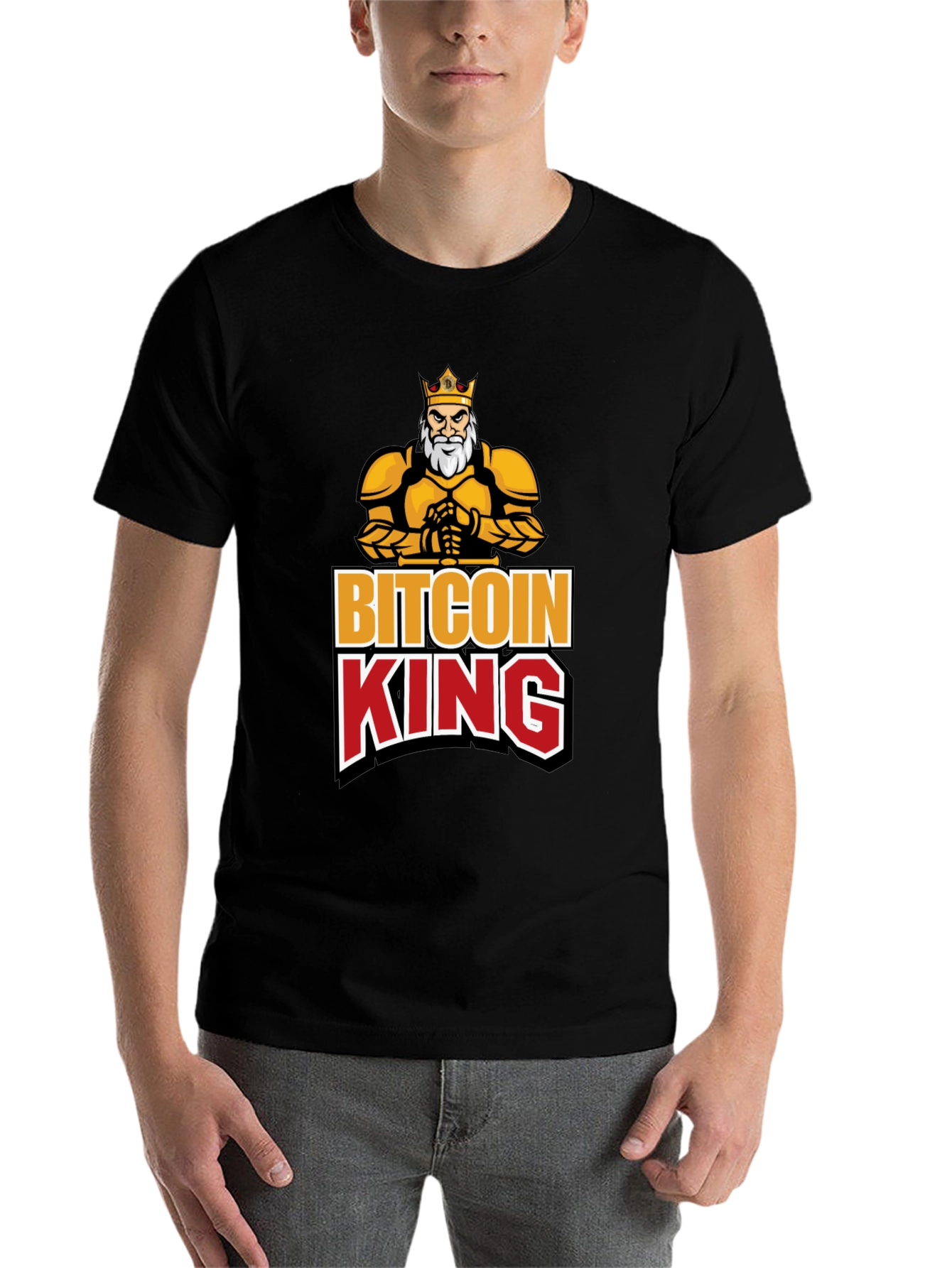 Black Bitcoin King Black Graphic T-Shirt view 7