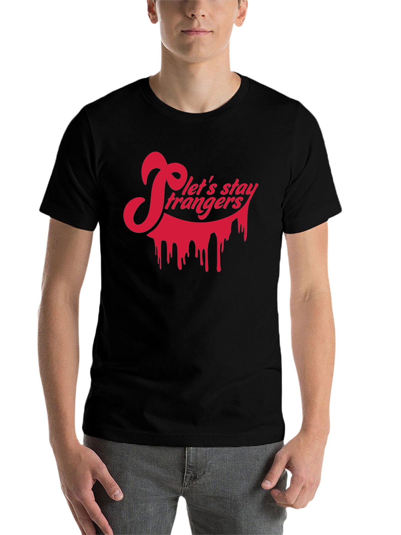 Black Let's Stay Strangers Black Graphic Tee view 7