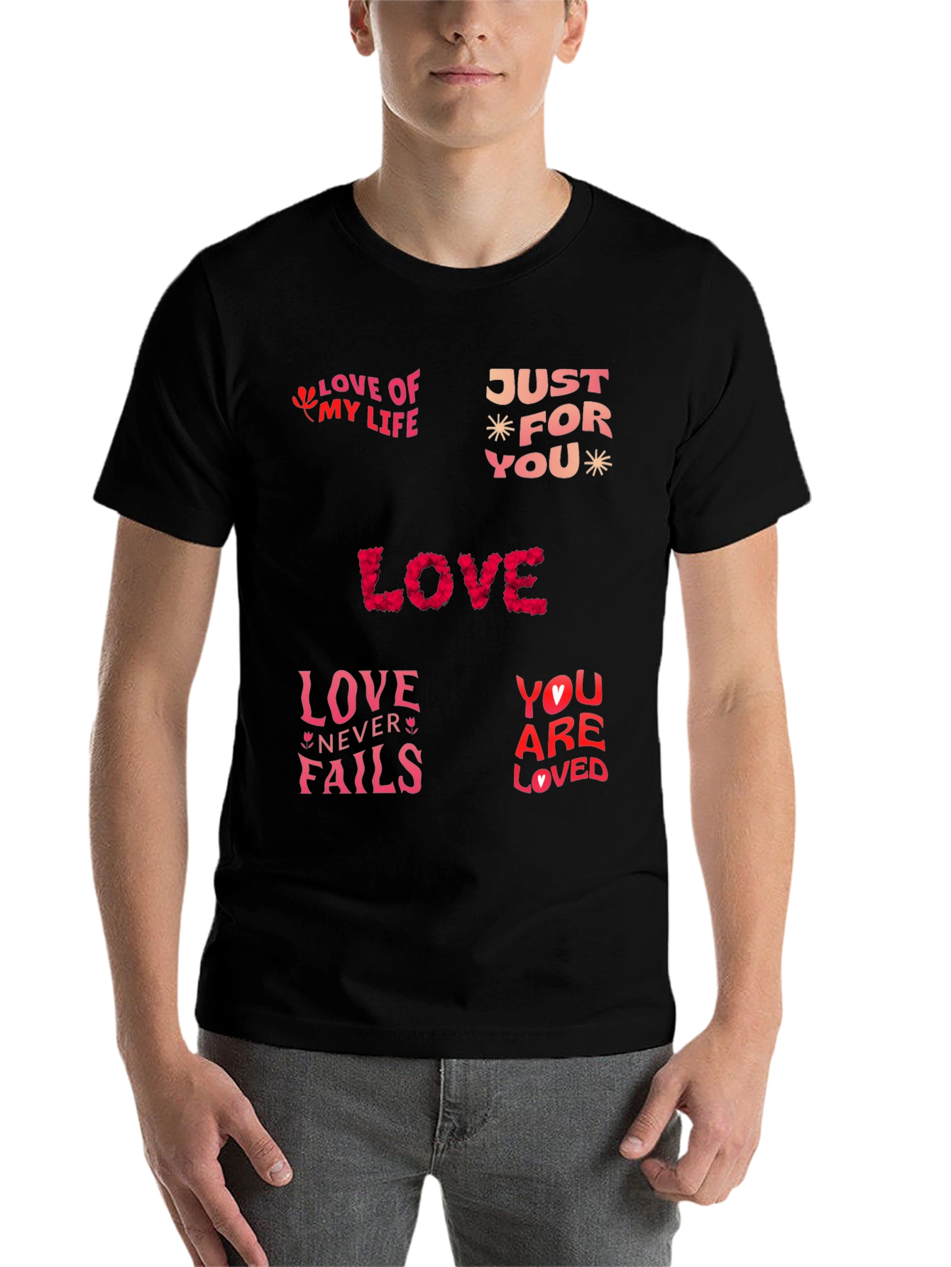 Black Love Themed Graphic Print T-Shirt view 7