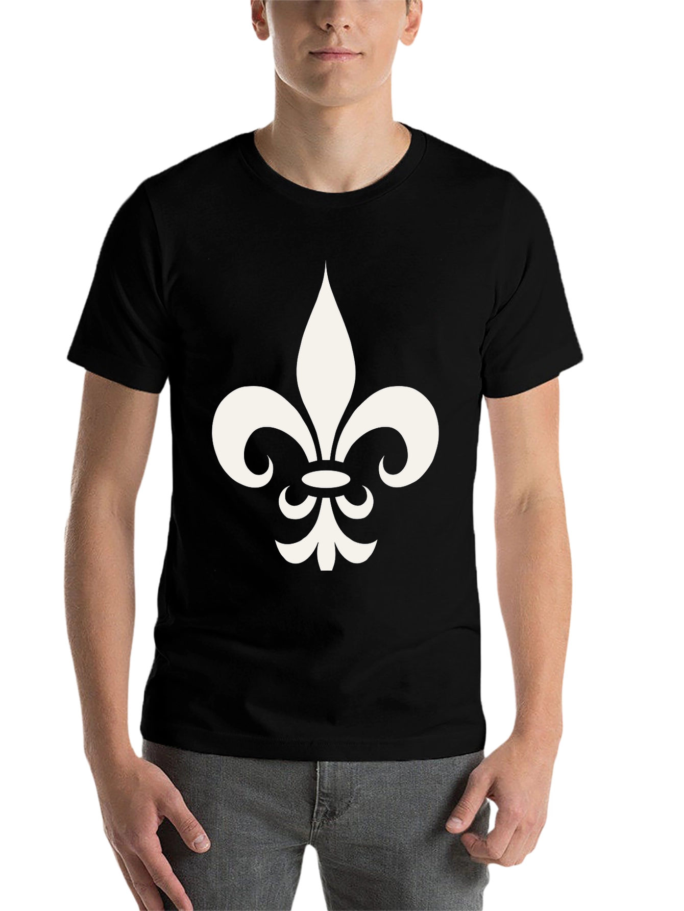Black Fleur-de-lis Graphic Print Black T-Shirt view 7
