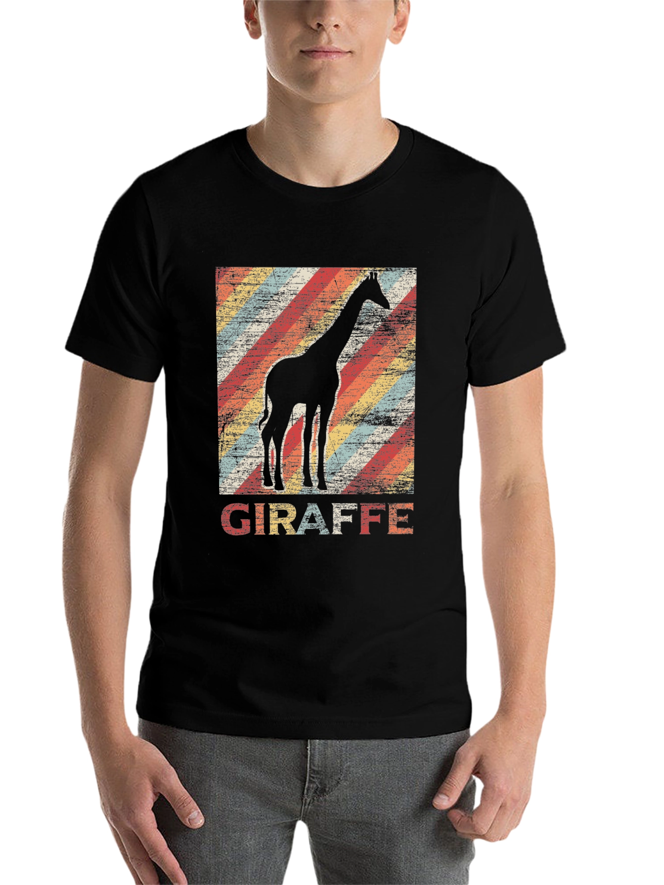 Black Retro Giraffe Graphic Tee view 7