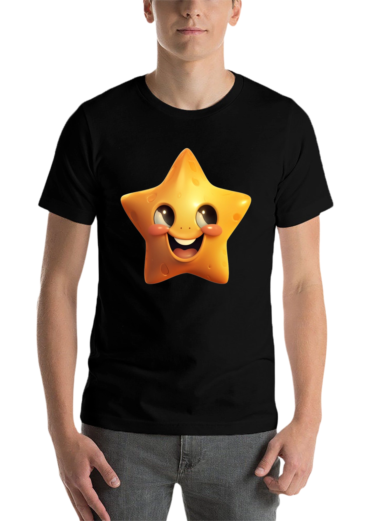 Black Star Cartoon Graphic Black T-Shirt view 7